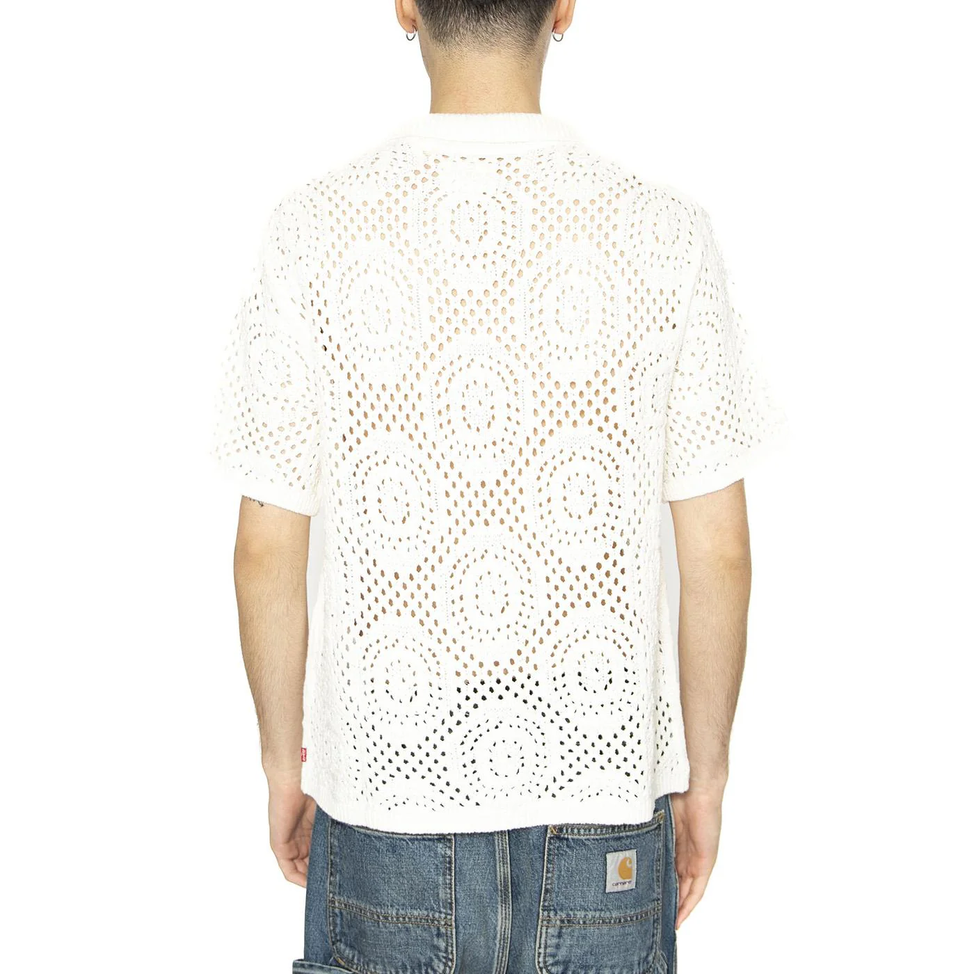 Sweater Camp Shirt Pointelle Crochjet Egret - Image 3