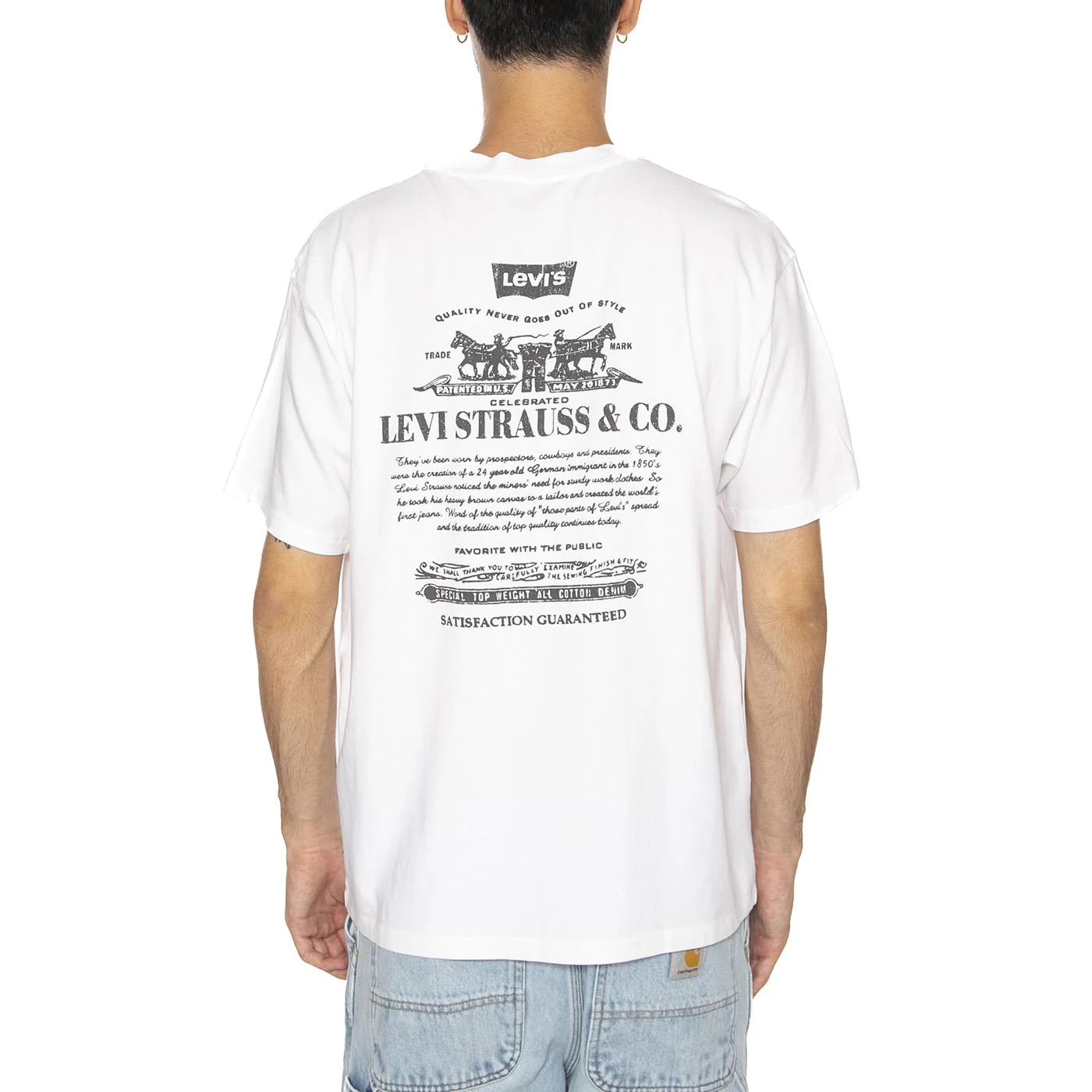 Vintage Fit Graphic Tee Badge BW 2HP White Brown - Image 4