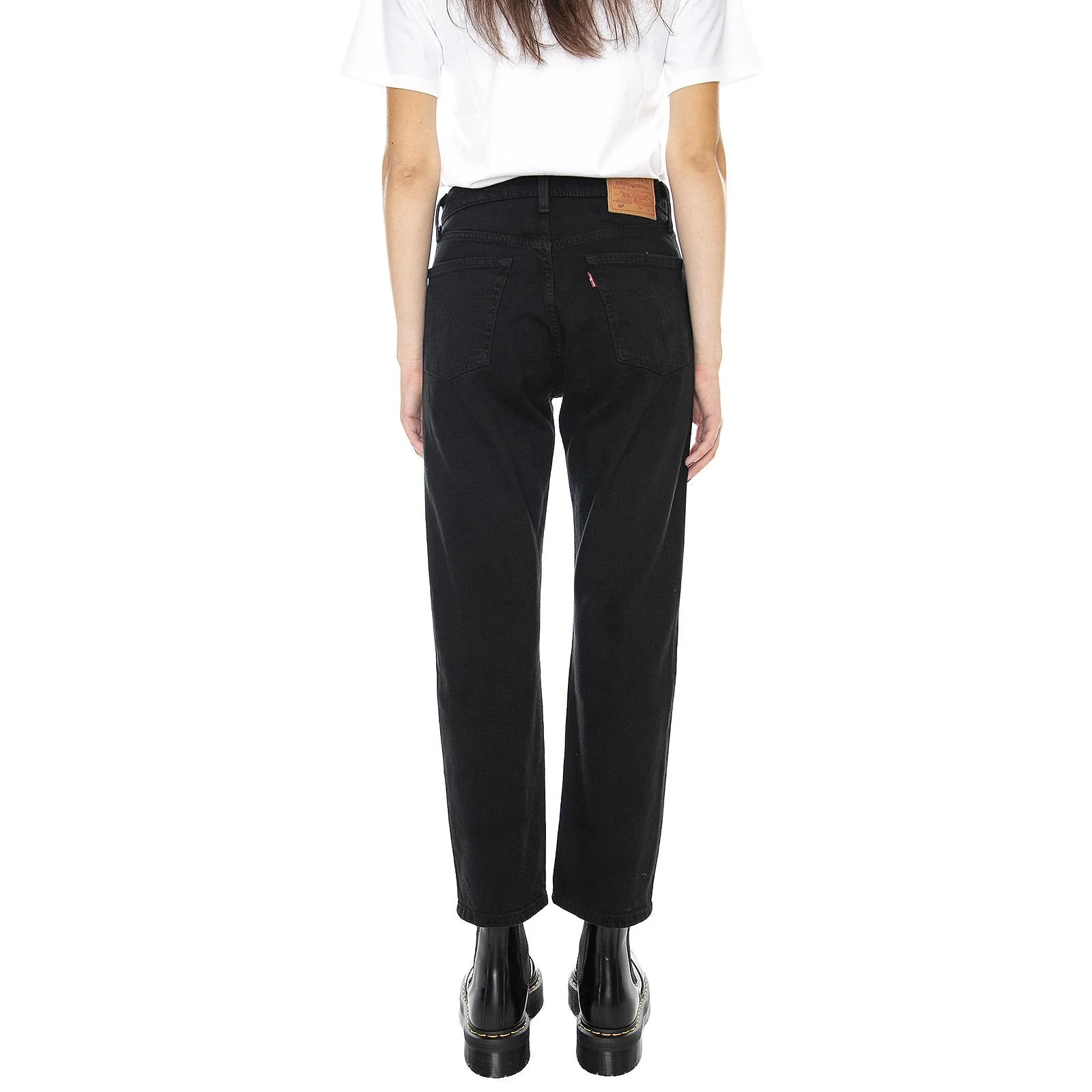 Womens 501 Crop Black Heart Denim Jeans - Image 3