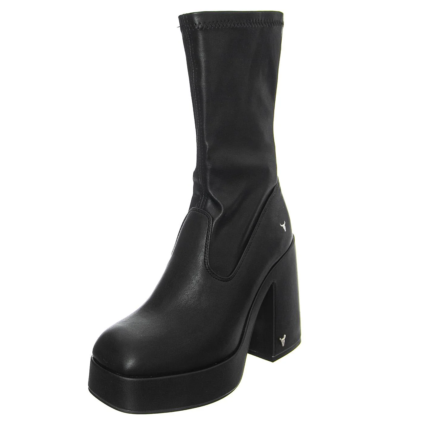 W' Hidden Black Stretch Pu Boots