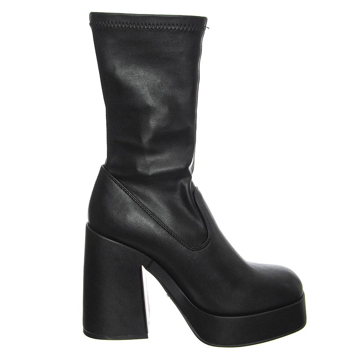W' Hidden Black Stretch Pu Boots - Image 2