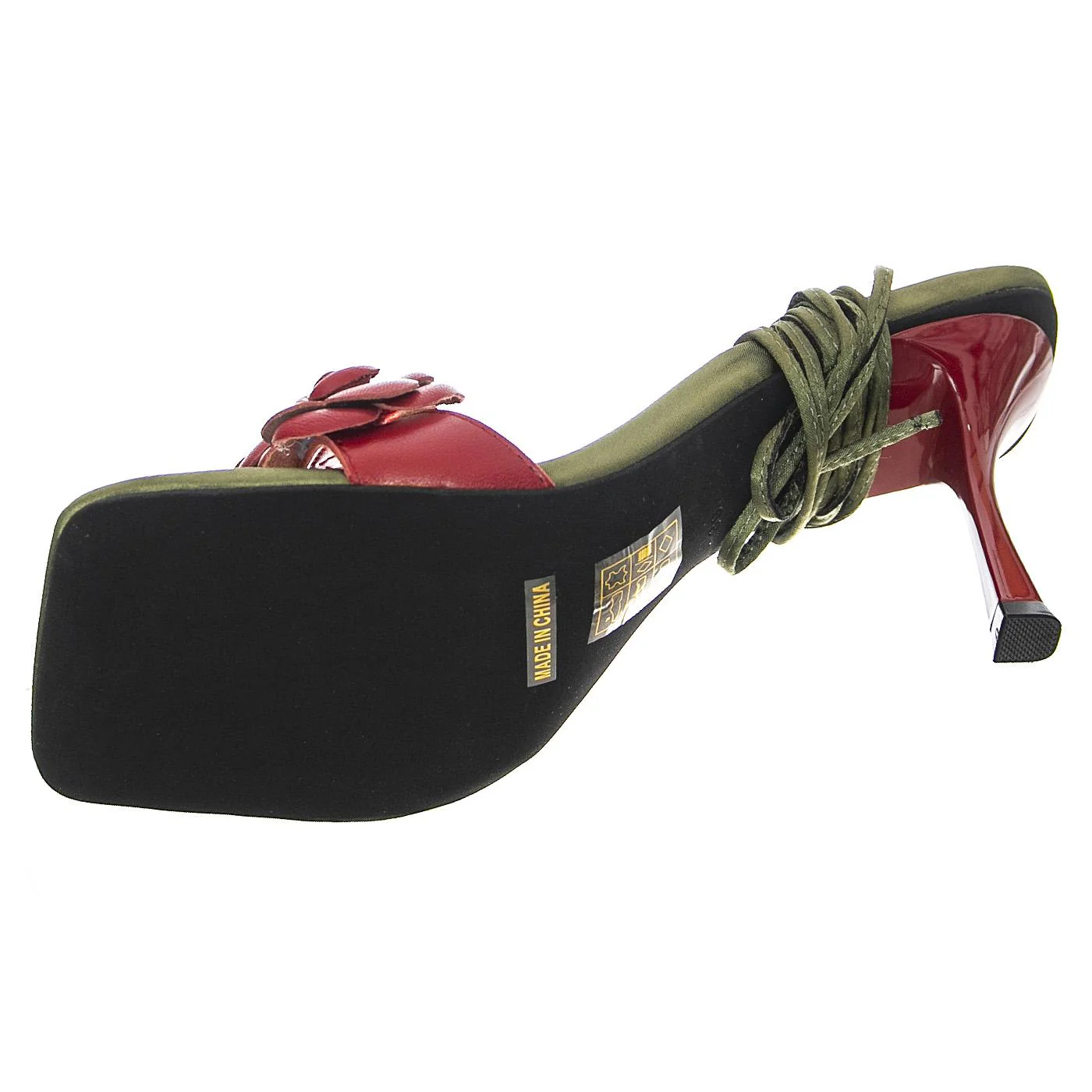 W' Rozi Red Kid Leather Sandals - Image 3