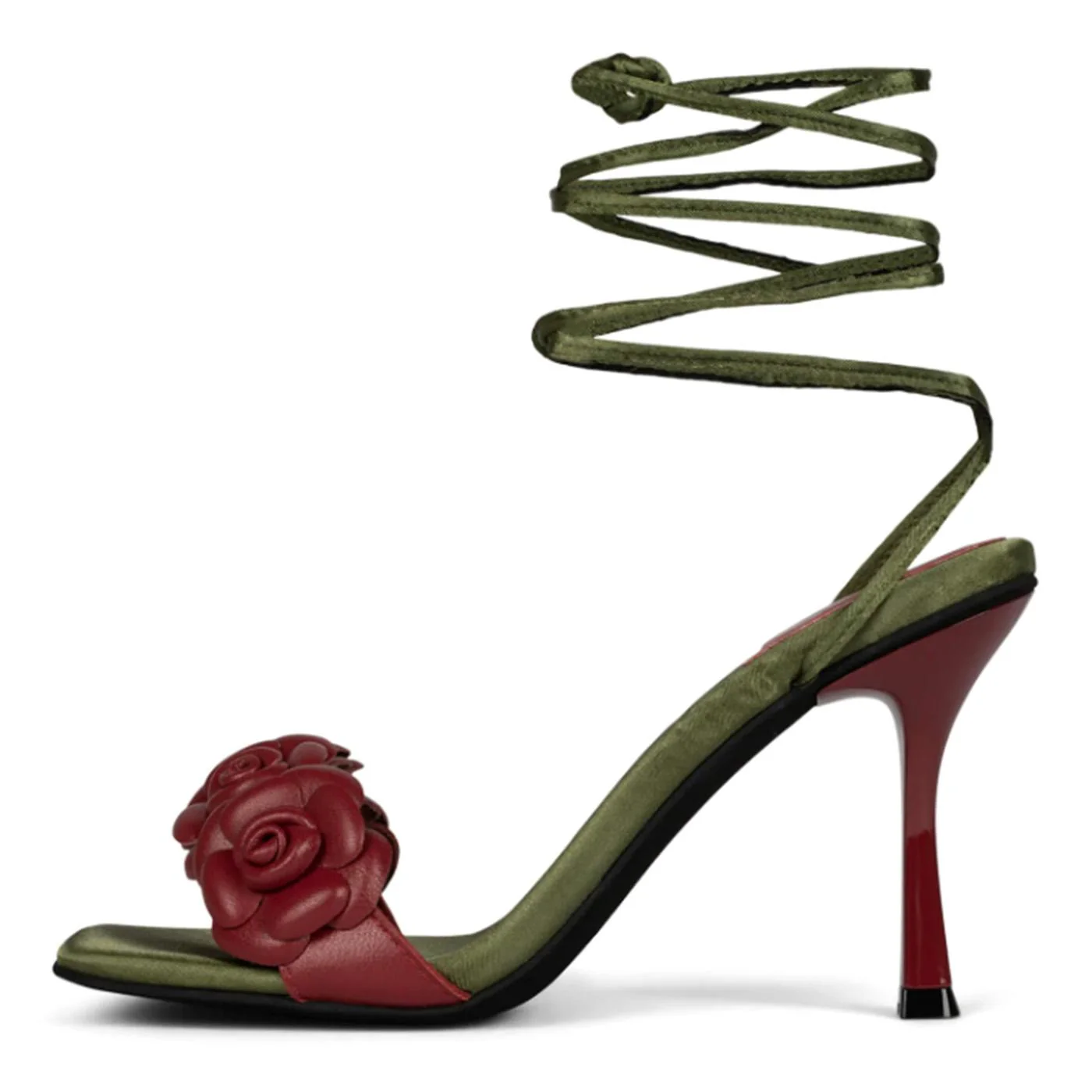 W' Rozi Red Kid Leather Sandals - Image 5