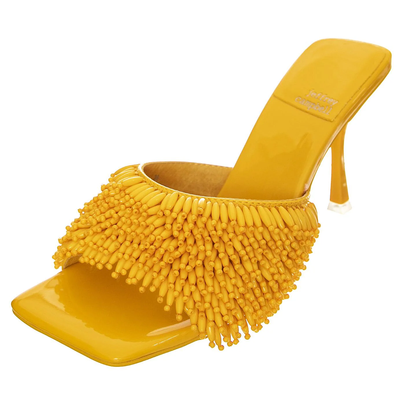 W' Beaded-Me Yellow Patent Pu+Beads Sandals