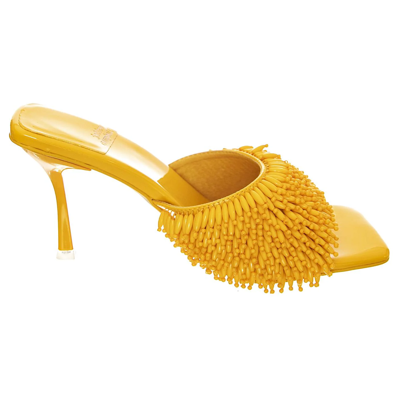 W' Beaded-Me Yellow Patent Pu+Beads Sandals - Image 2