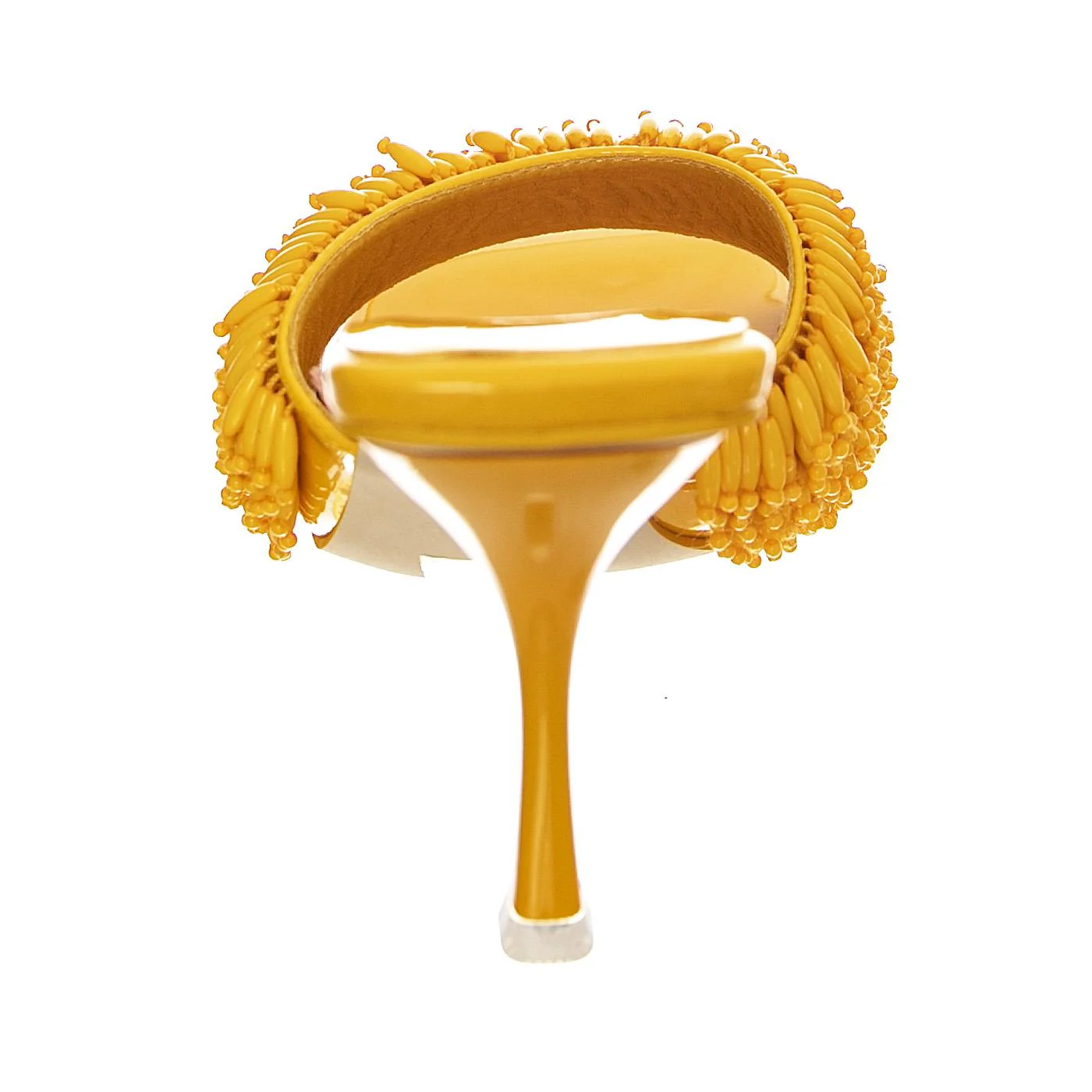W' Beaded-Me Yellow Patent Pu+Beads Sandals - Image 4