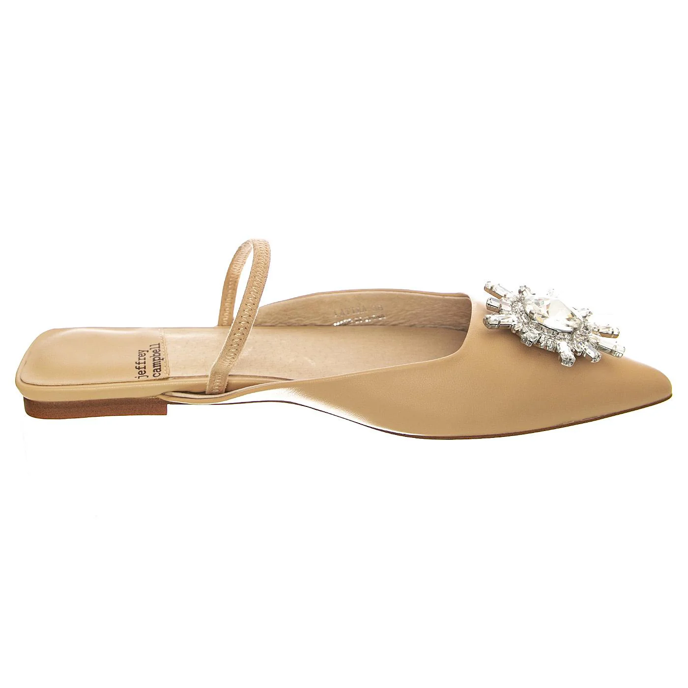 W' Latira Beige Silver Kid Leather + Fabric Sandals - Image 2