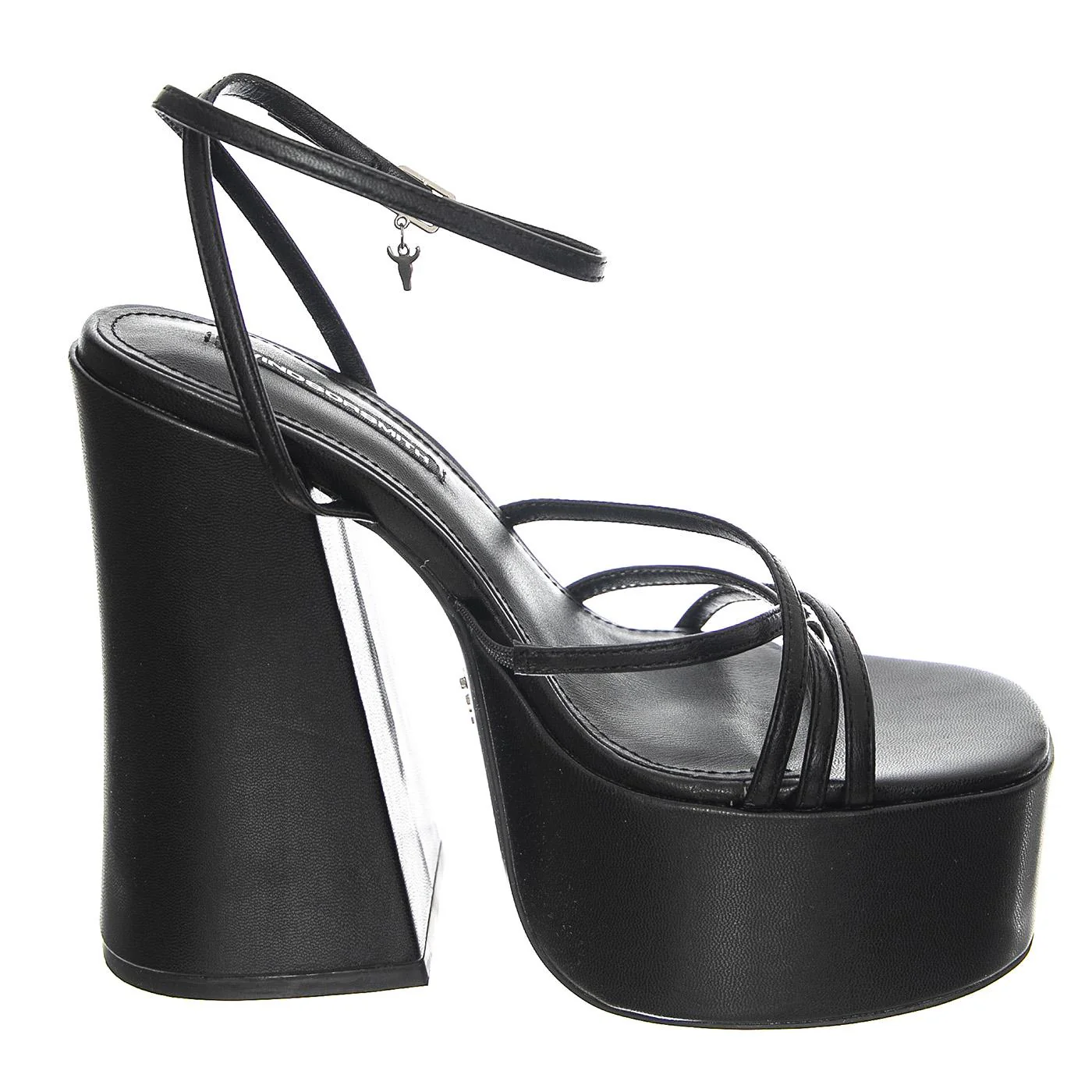 W' Afterparty Black Leather Sandals - Image 2
