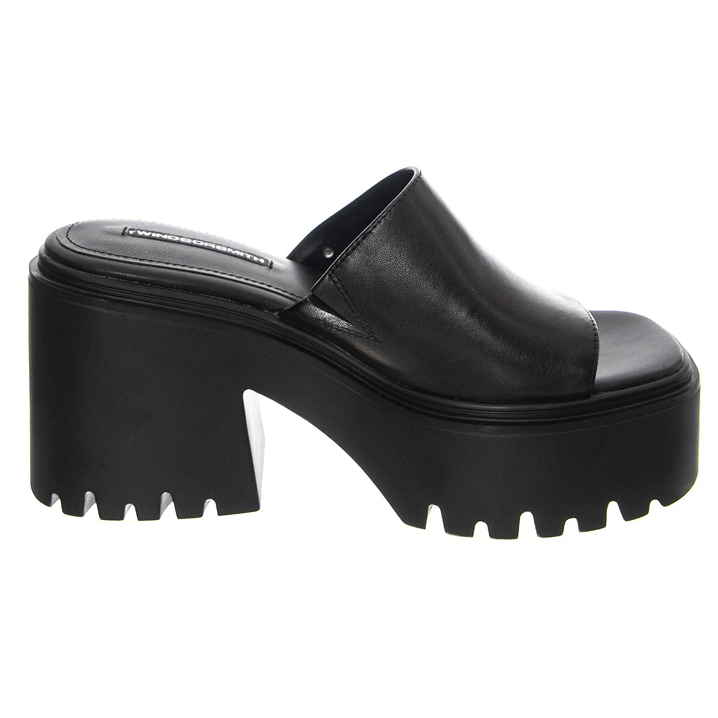 W' Emotional Black Leather Sandals - Image 2