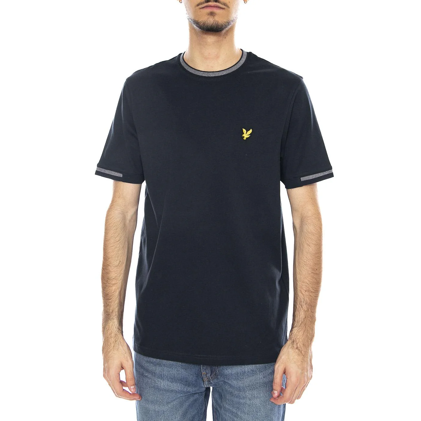 Birdseye Half Tipped T-Shirt Dark Navy/Ash Lilac - Men's Crew Neck T-Shirt Blue Men LYLE & SCOTT - Image 2