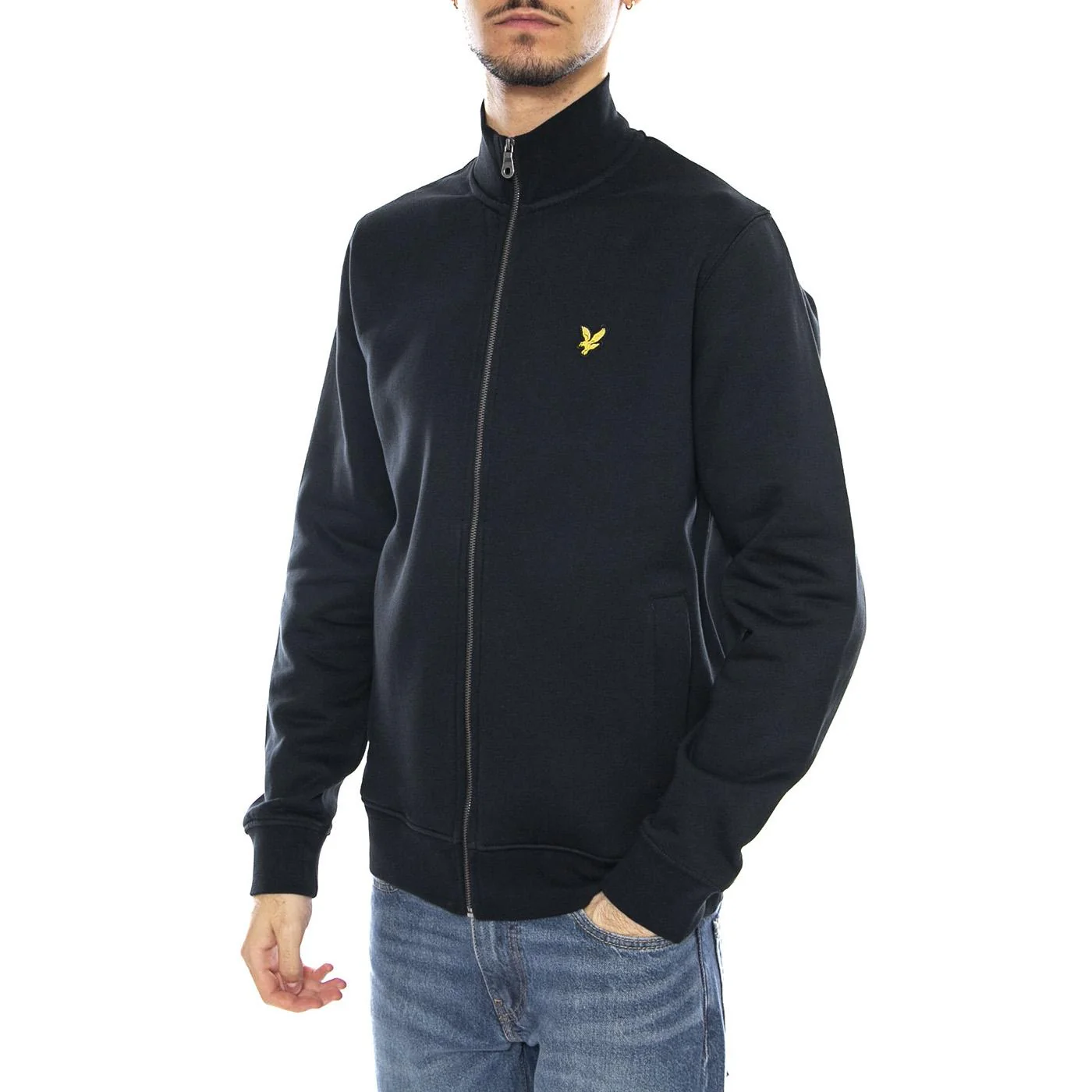 LYLE & SCOTT Brushback Full Zip Dark Navy - Men's Zip-Up Sweatshirt Blue