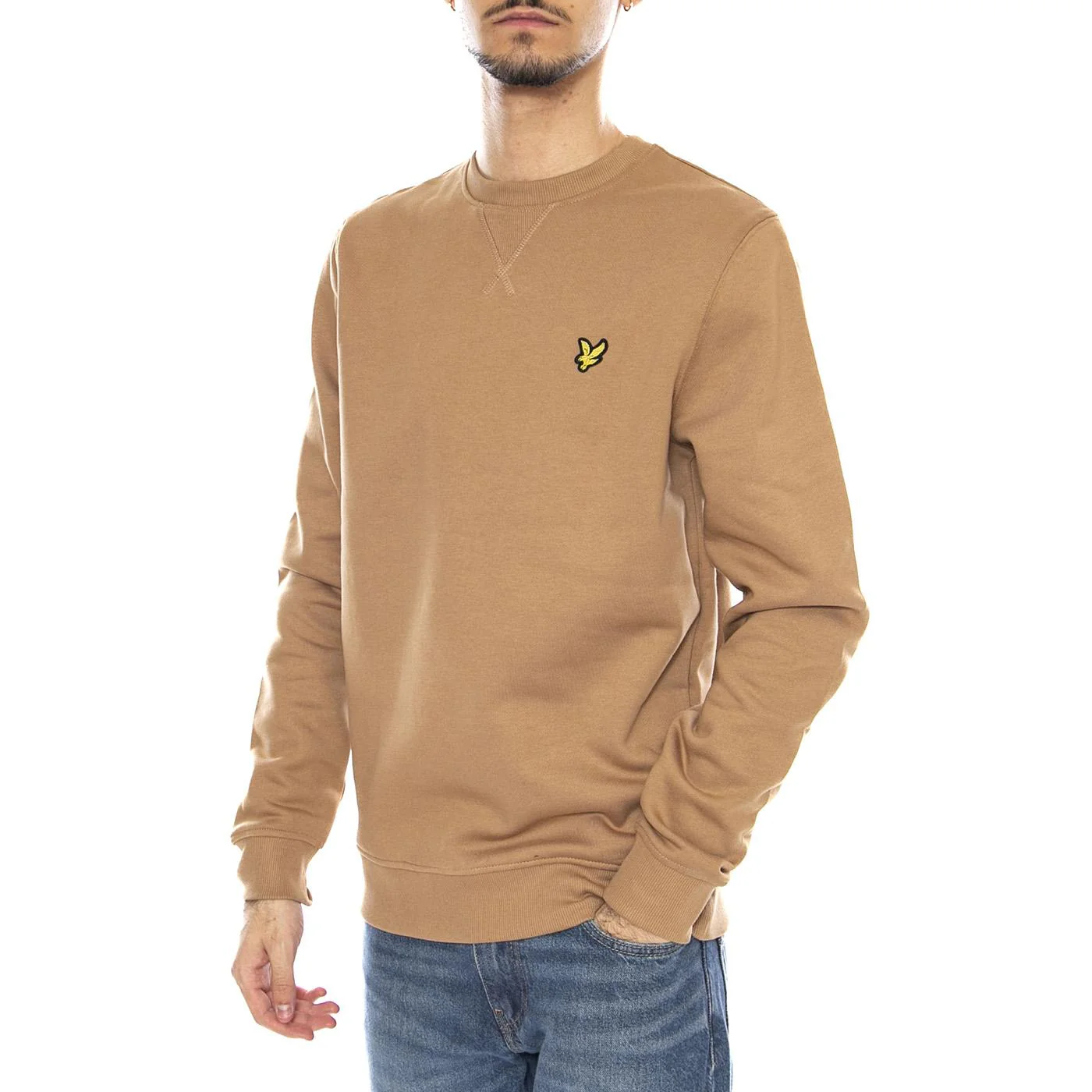 Brushed Back Crew Neck Sweatsh Tiger Eye - Men's Sweatshirt Brown Men LYLE & SCOTT