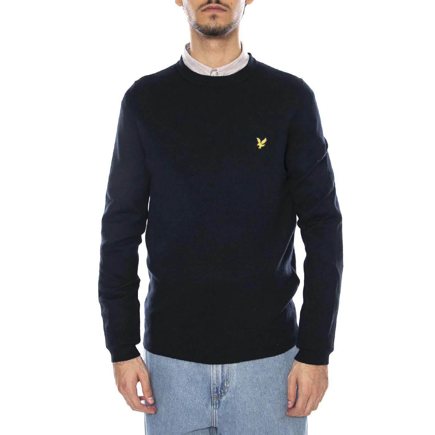 Cotton Merino Crew Neck Jumper Dark Navy - Men's Sweater Blue Men LYLE & SCOTT - Image 2