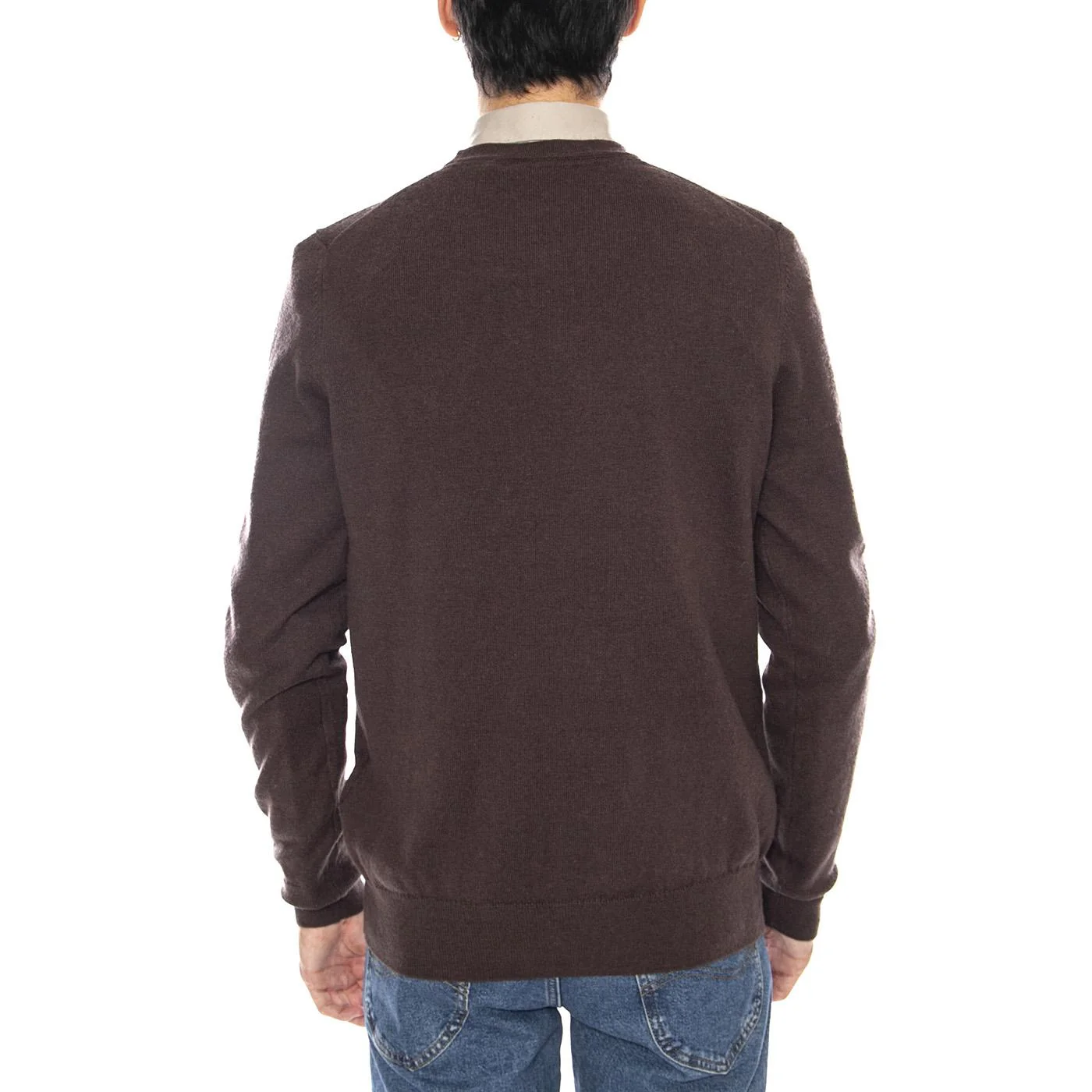 Cotton Merino Crew Neck Jumper Espresso - Men's Sweater Brown Men LYLE & SCOTT - Image 3