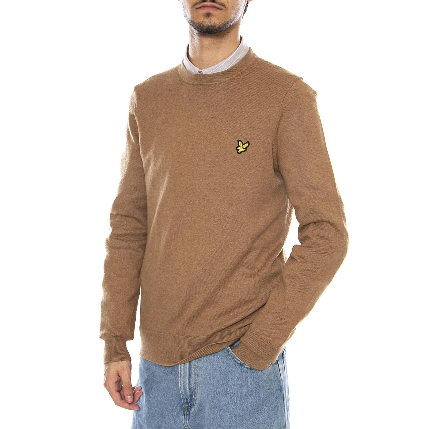 Cotton Merino Crew Neck Jumper Tigers Eye - Men's Sweater Brown Men LYLE & SCOTT
