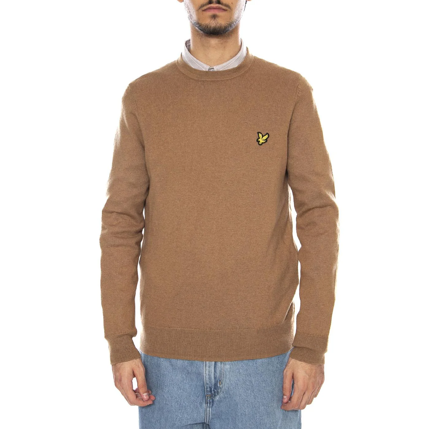 Cotton Merino Crew Neck Jumper Tigers Eye - Men's Sweater Brown Men LYLE & SCOTT - Image 2