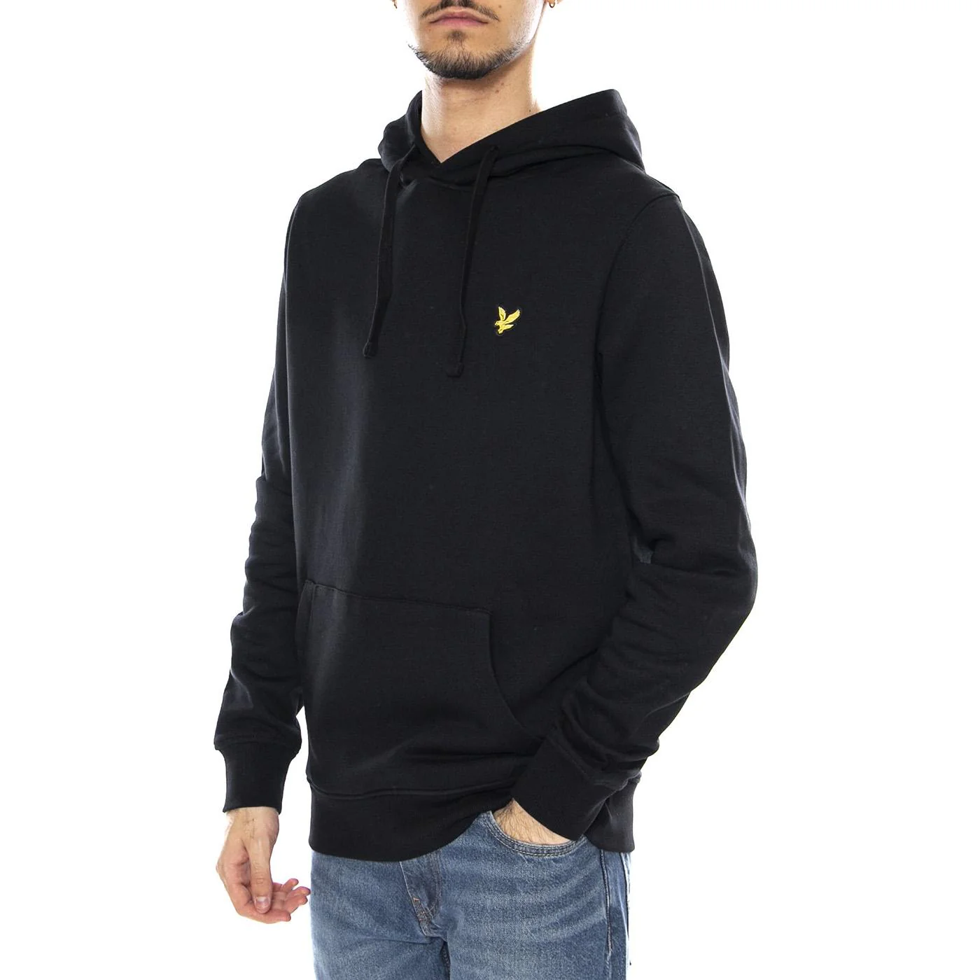 Mens Brushed Back Black Hooded Sweatshirt