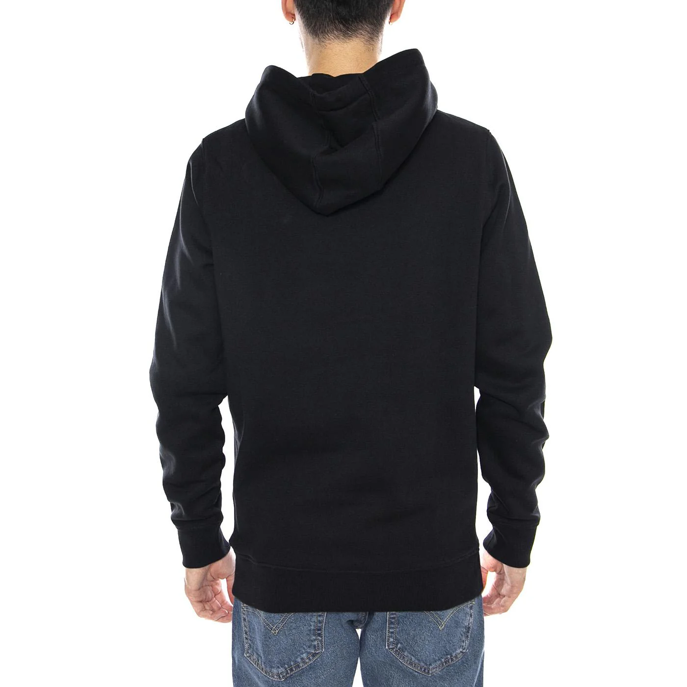 Mens Brushed Back Black Hooded Sweatshirt - Image 3