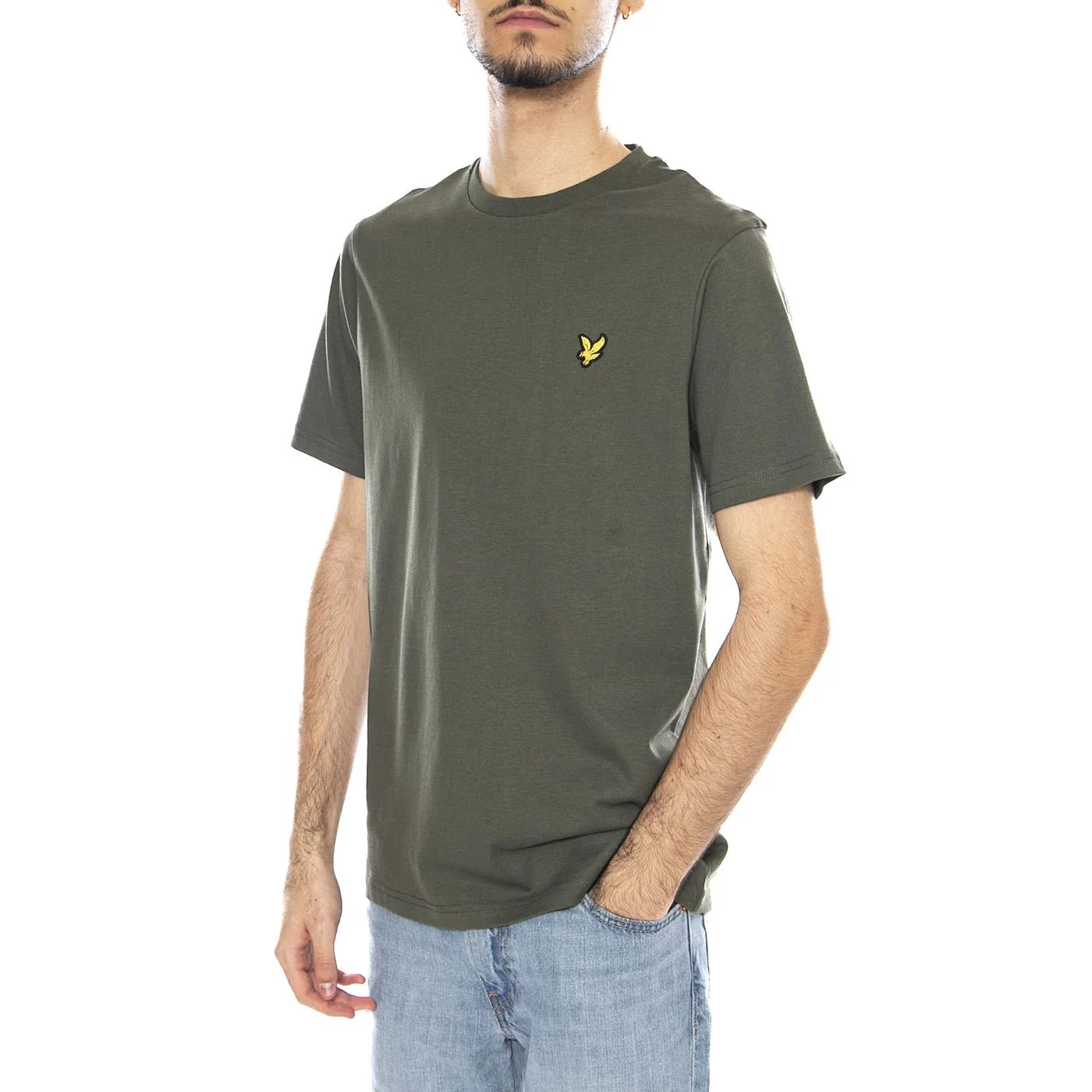 Plain T-Shirt Deep Depths - Men's Green Crew Neck T-Shirt LYLE & SCOTT