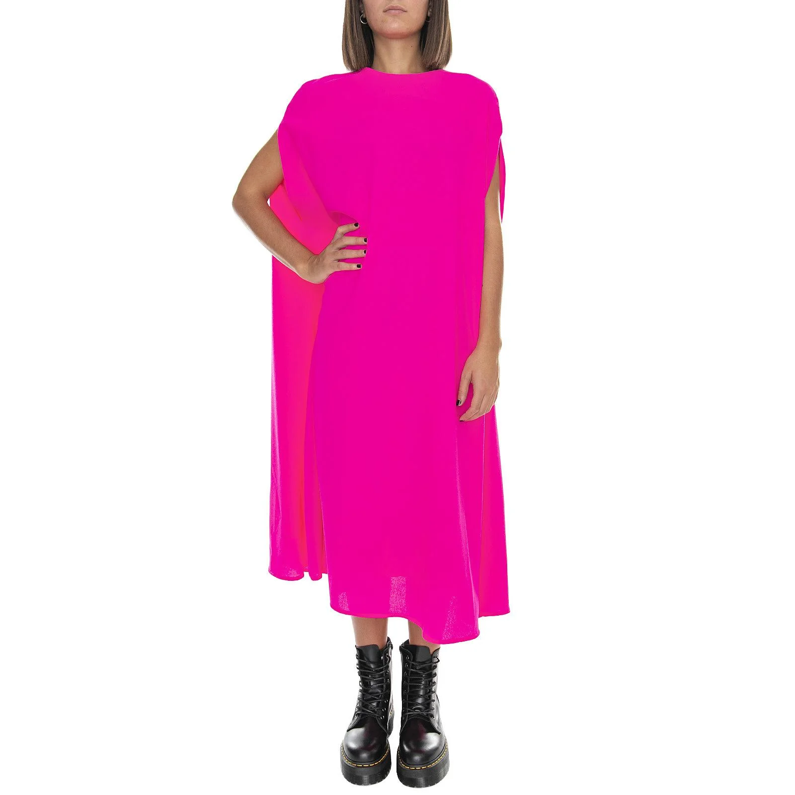 Bell Crepe Dress - Pink Fluo - Women's Pink Dress MARIOS