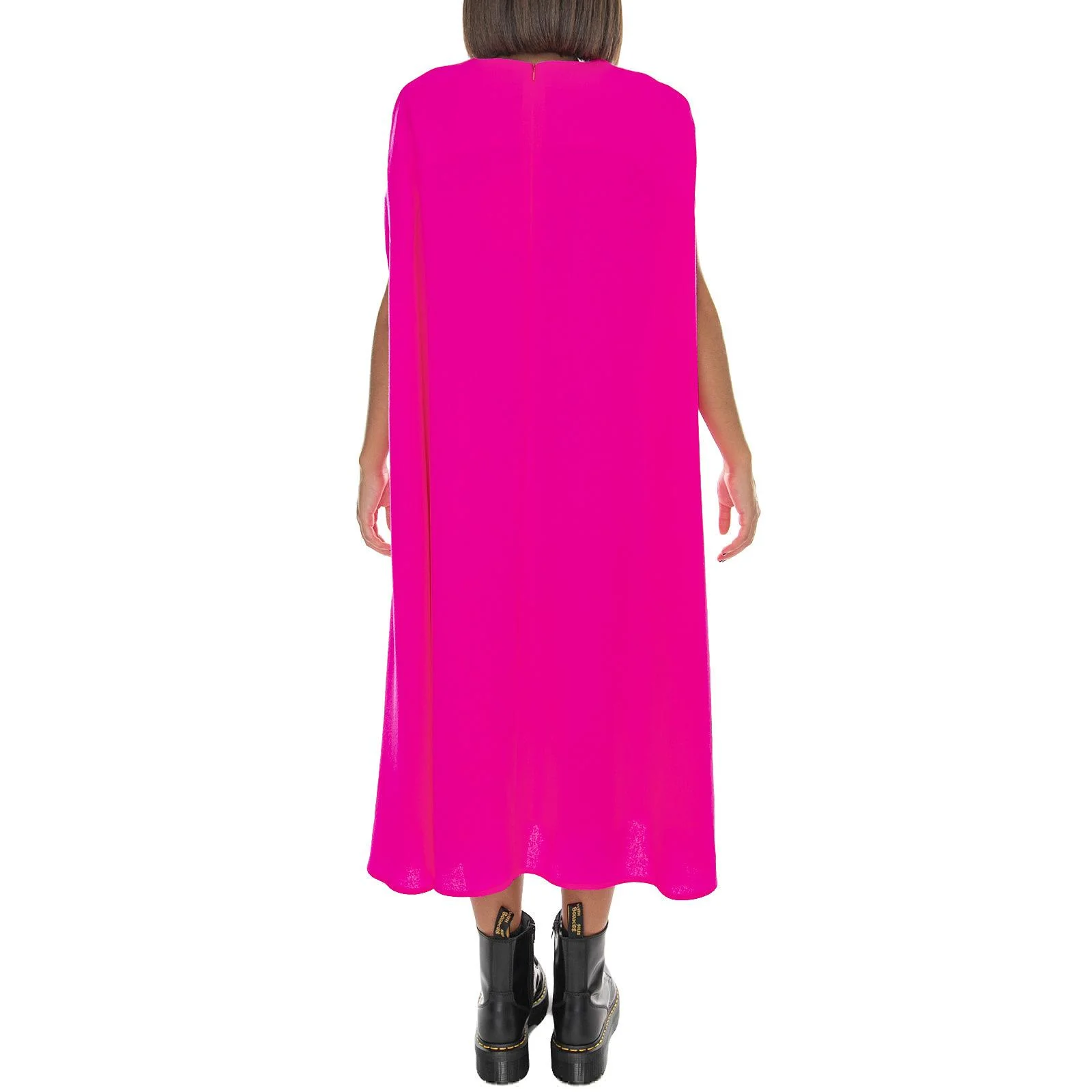 Bell Crepe Dress - Pink Fluo - Women's Pink Dress MARIOS - Image 3