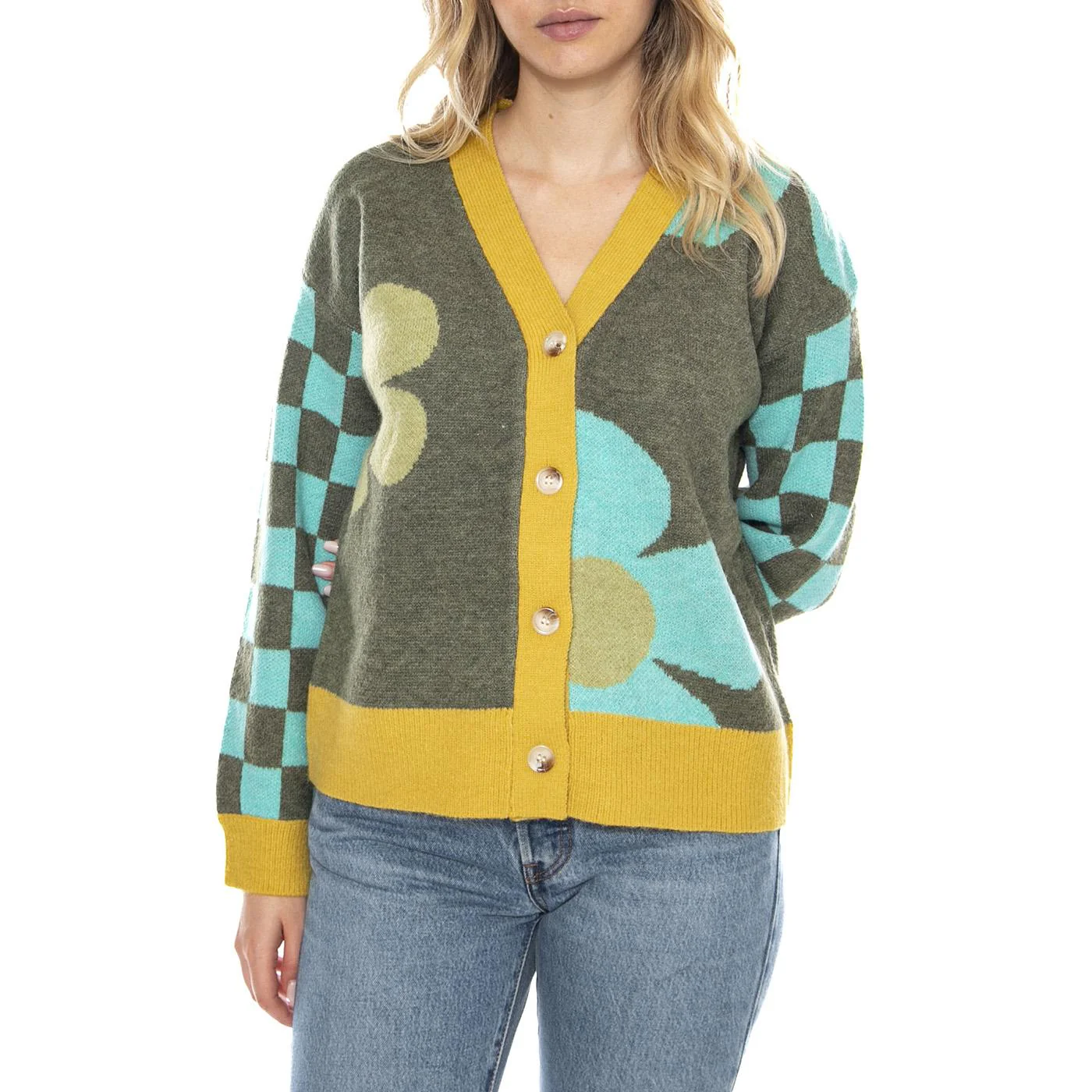 Knitted Cardigans 527 Khaki Flowe - Cardigan Women Multicolored MD'M Women MD'M