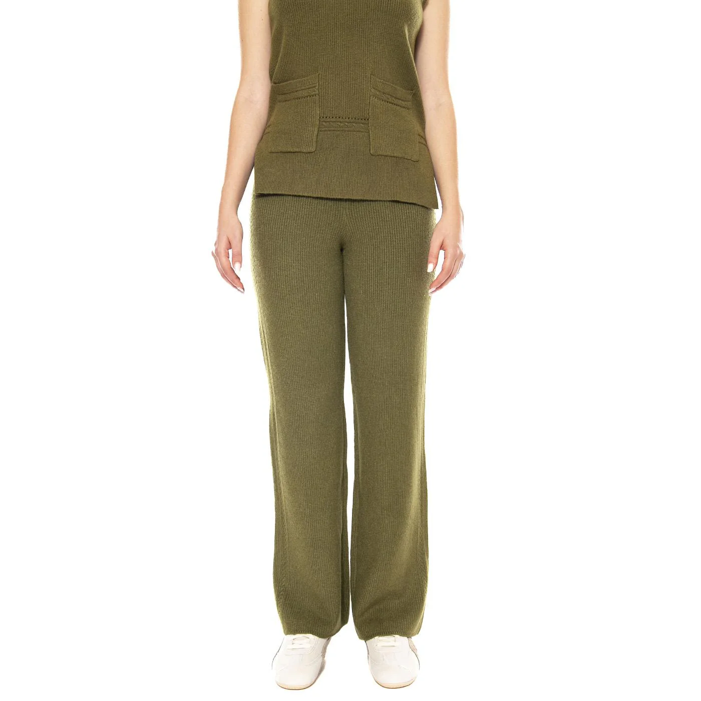Knitted Trousers 118 Khaki - Green Women's Trousers MD'M - Image 2