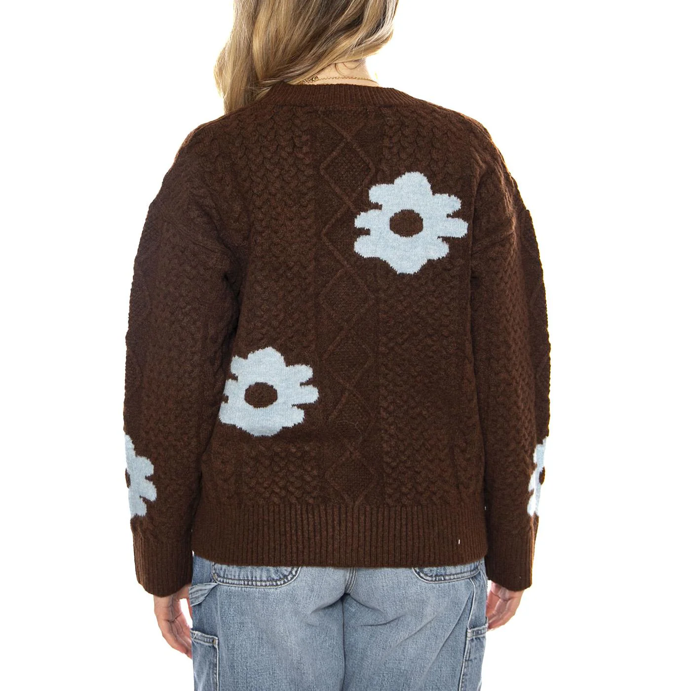 MD M Knitted Cardigans 158 Capuccin - Women's V-Neck Sweater Brown Women MD'M - Image 3