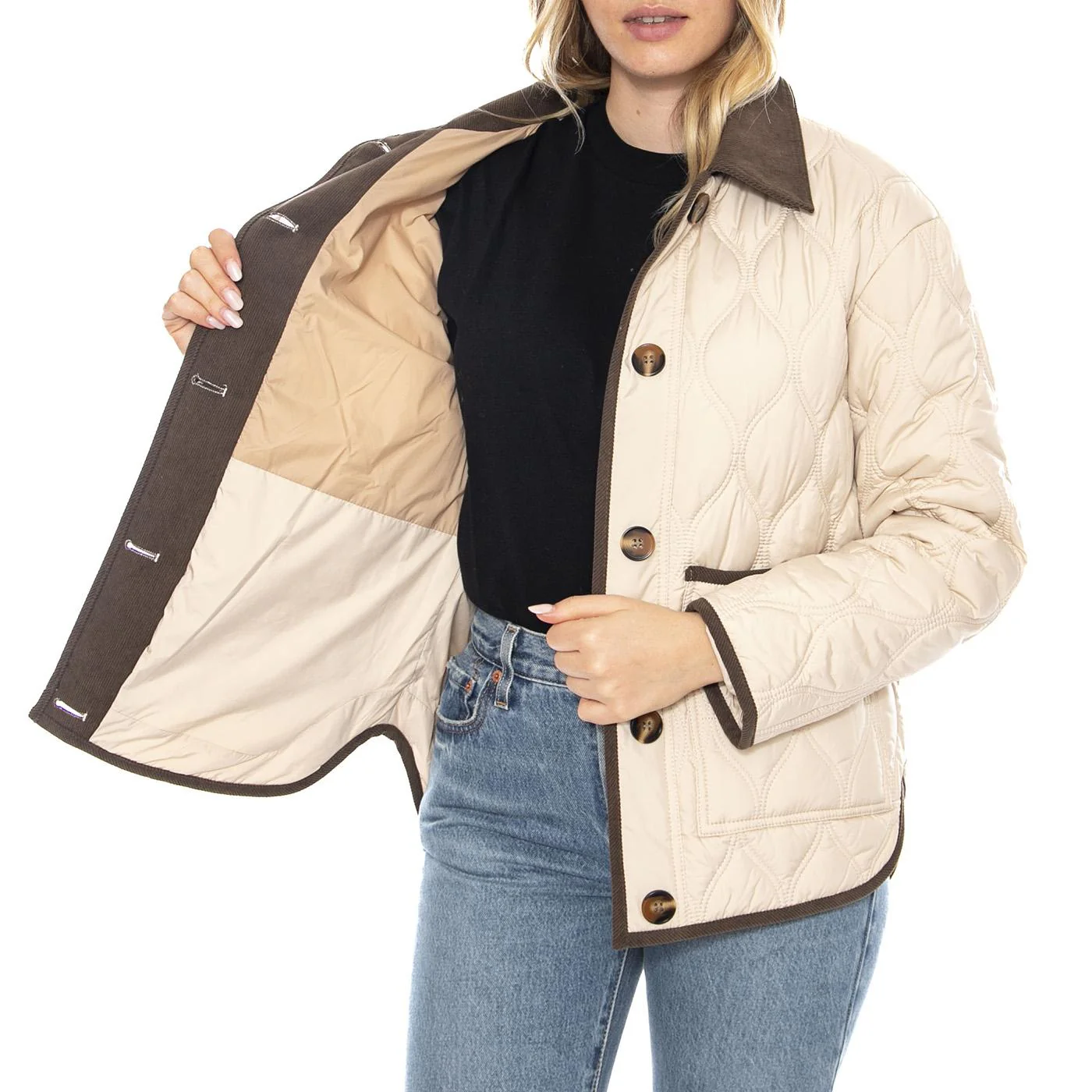 MD M Parkas 161 Taupe - Women's Beige Jacket MD'M - Image 4
