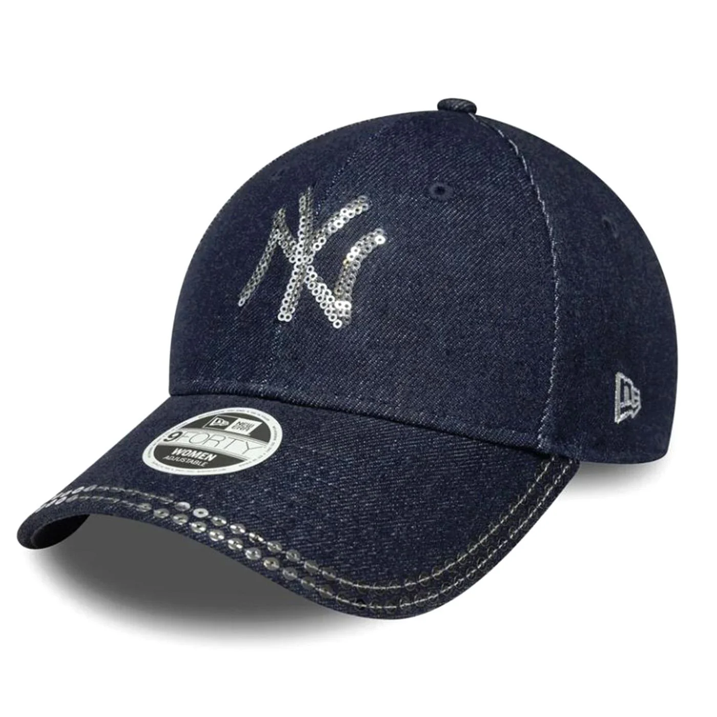 ©Female Sequin Denim 9FORTY® New York Yankees Navy - Blue Visor Cap NEW ERA ACCESSORIES
