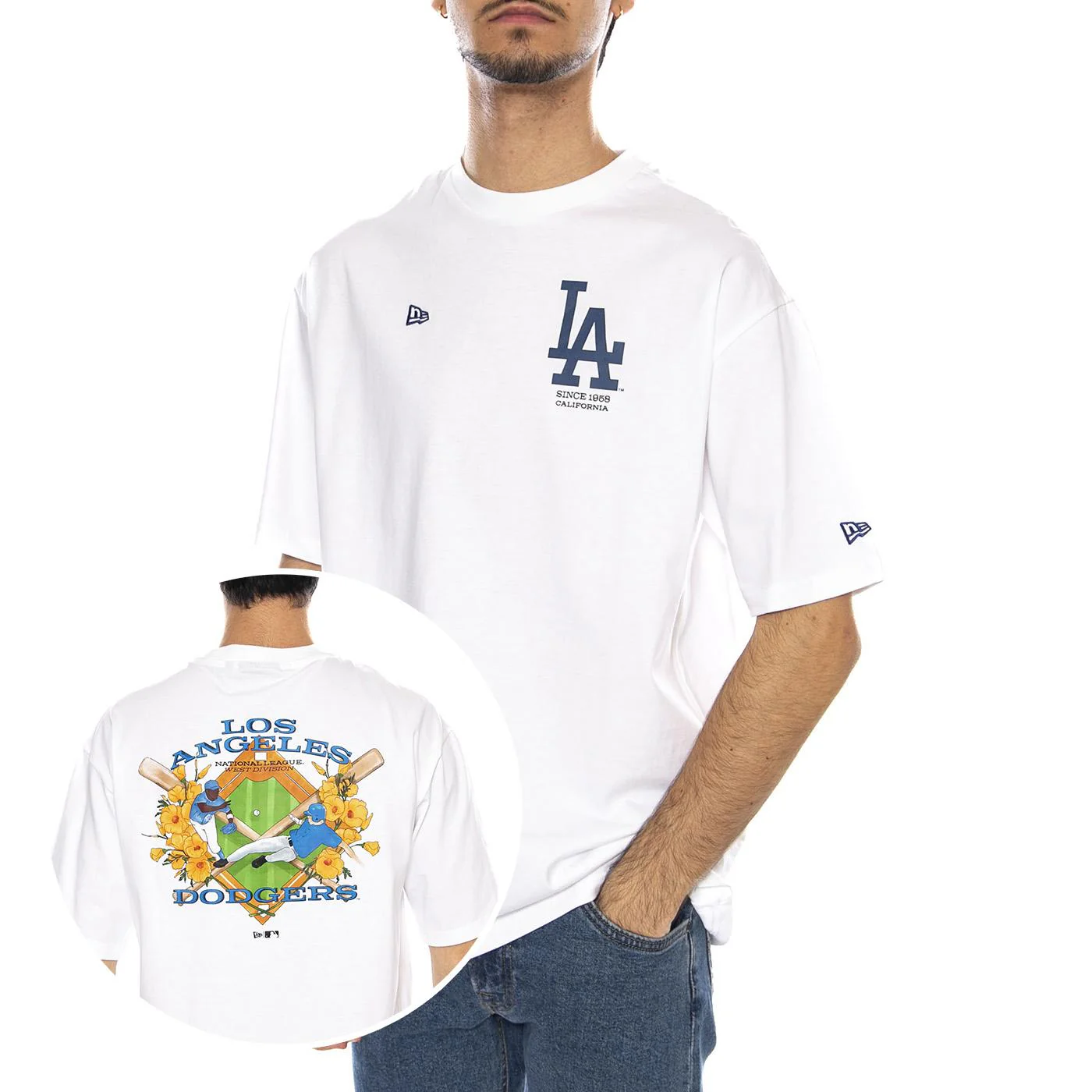 MLB Baseball Graphic OS Tee Los Angeles Dodgers White - Men's Crew Neck T-Shirt White Men's NEW ERA