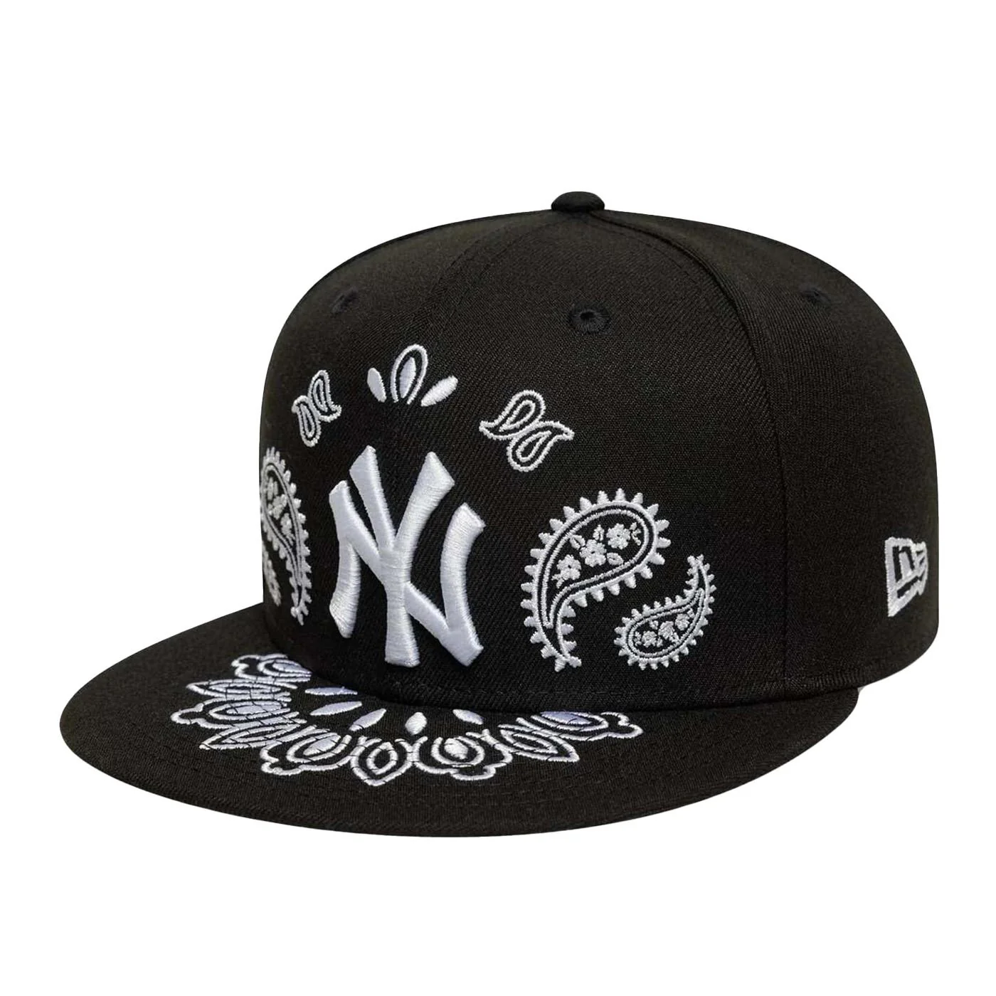 MLB Paisley 59FIifty Black New York Yankees - Black / White Visor Cap NEW ERA ACCESSORIES