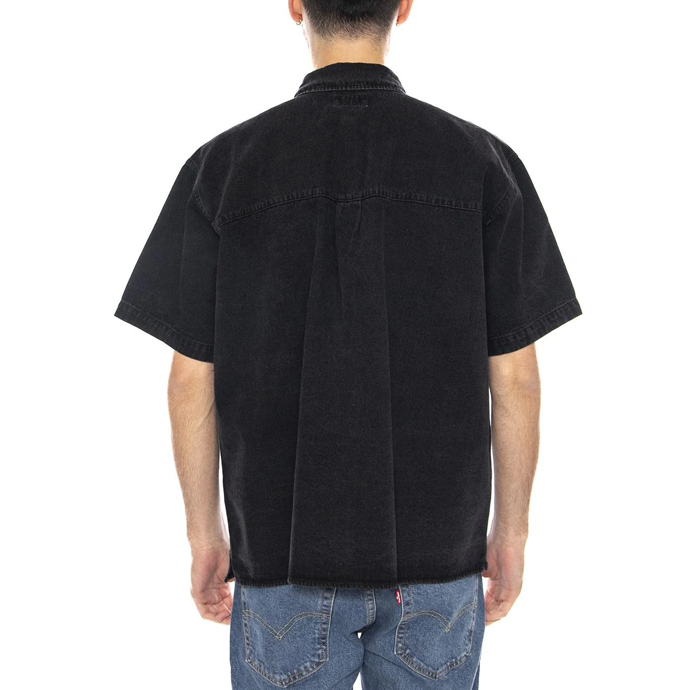 Bigwig Denim Shirt SS -- Men's Short Sleeve Shirt Black Men OBEY - Image 3