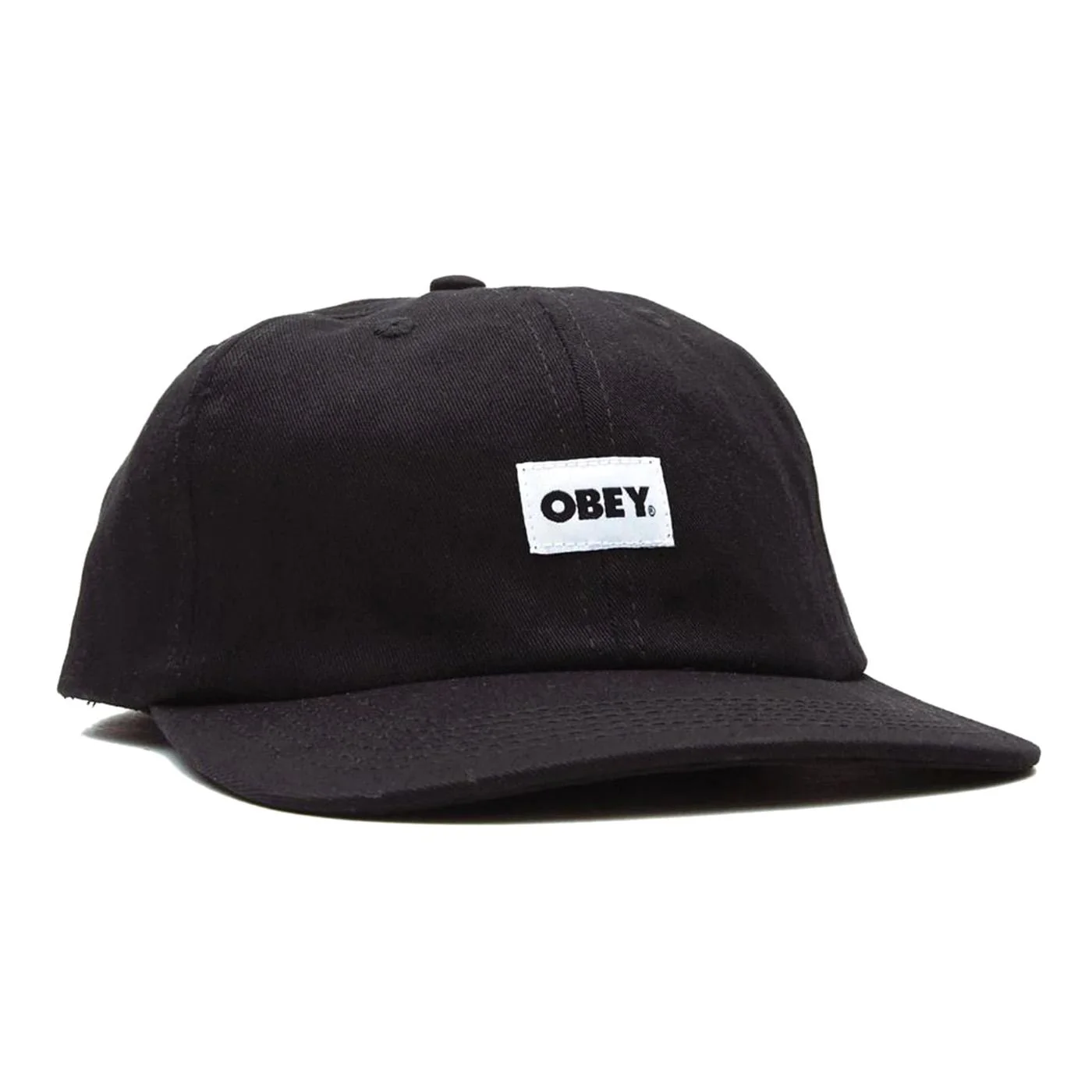 Bold Organic 6 Panel Strapback - Black Visor Cap OBEY ACCESSORIES