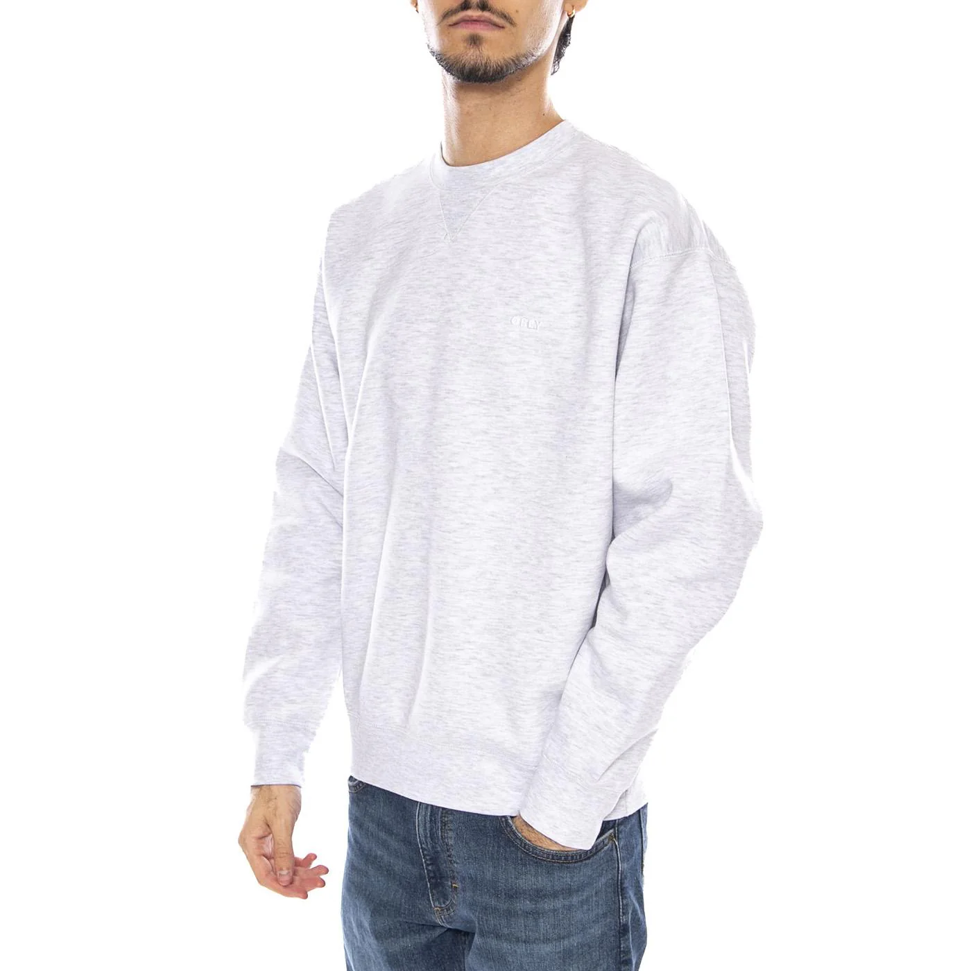 Established Works Bold Crew II Fleece Light Grey - Men's Crewneck Sweatshirt Grey Men OBEY