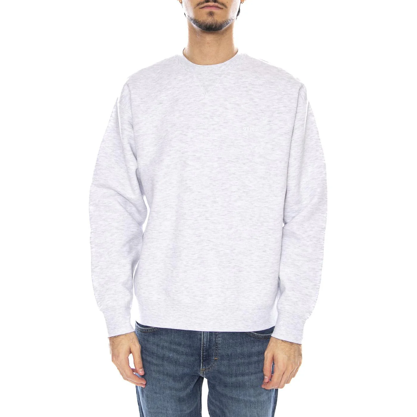 Established Works Bold Crew II Fleece Light Grey - Men's Crewneck Sweatshirt Grey Men OBEY - Image 2