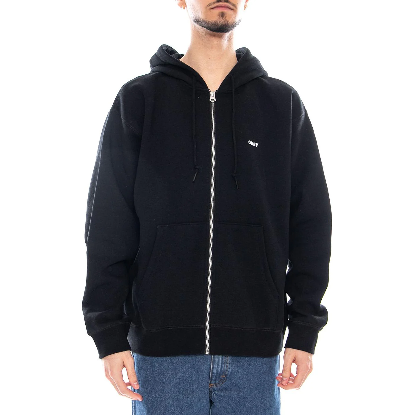 ESTABLISHED WORKS BOLD ZIP HOOD II FLEECE - Men's Black Hoodie OBEY - Image 2