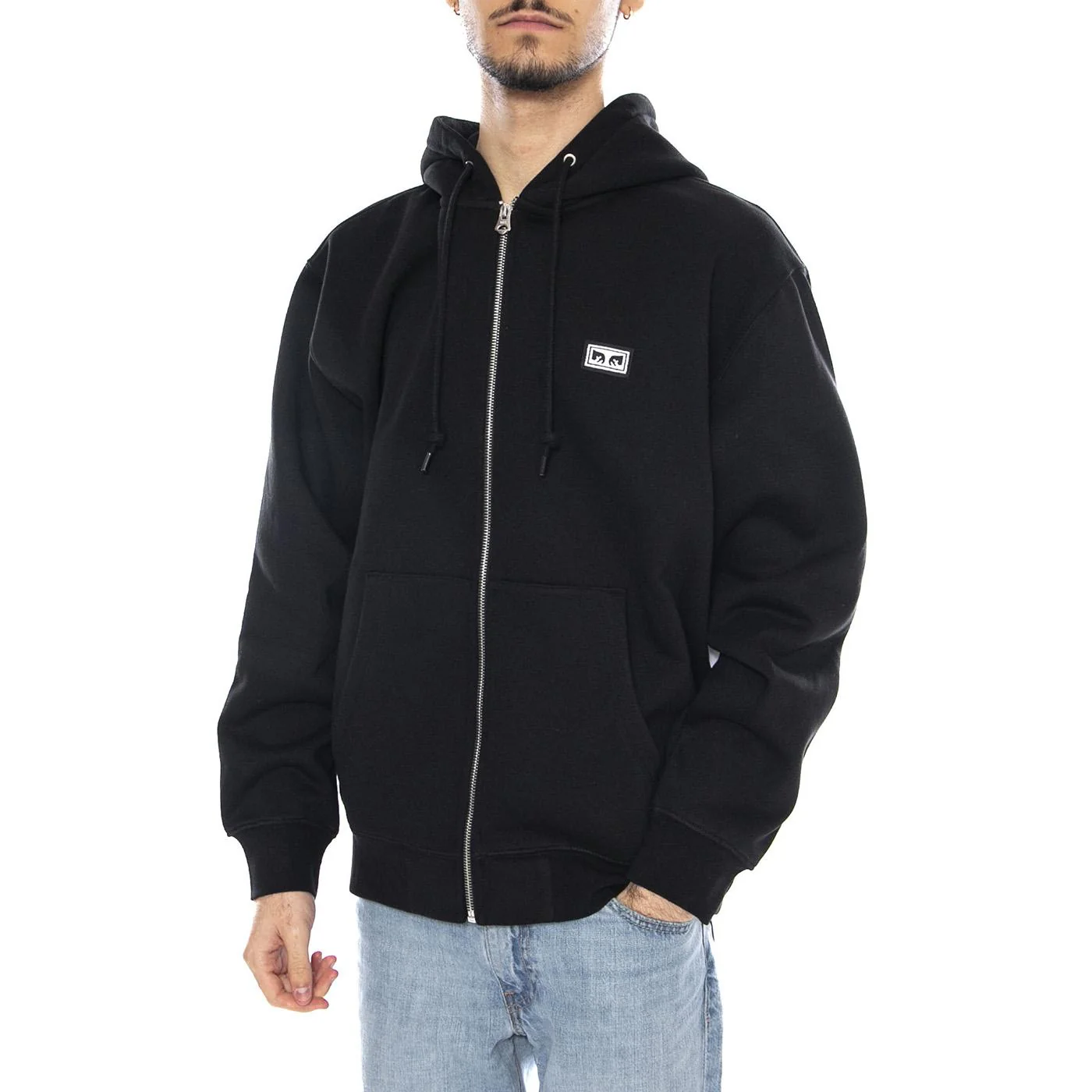 Established Works Eye Zip Hood -- Black Men's Sweatshirt OBEY