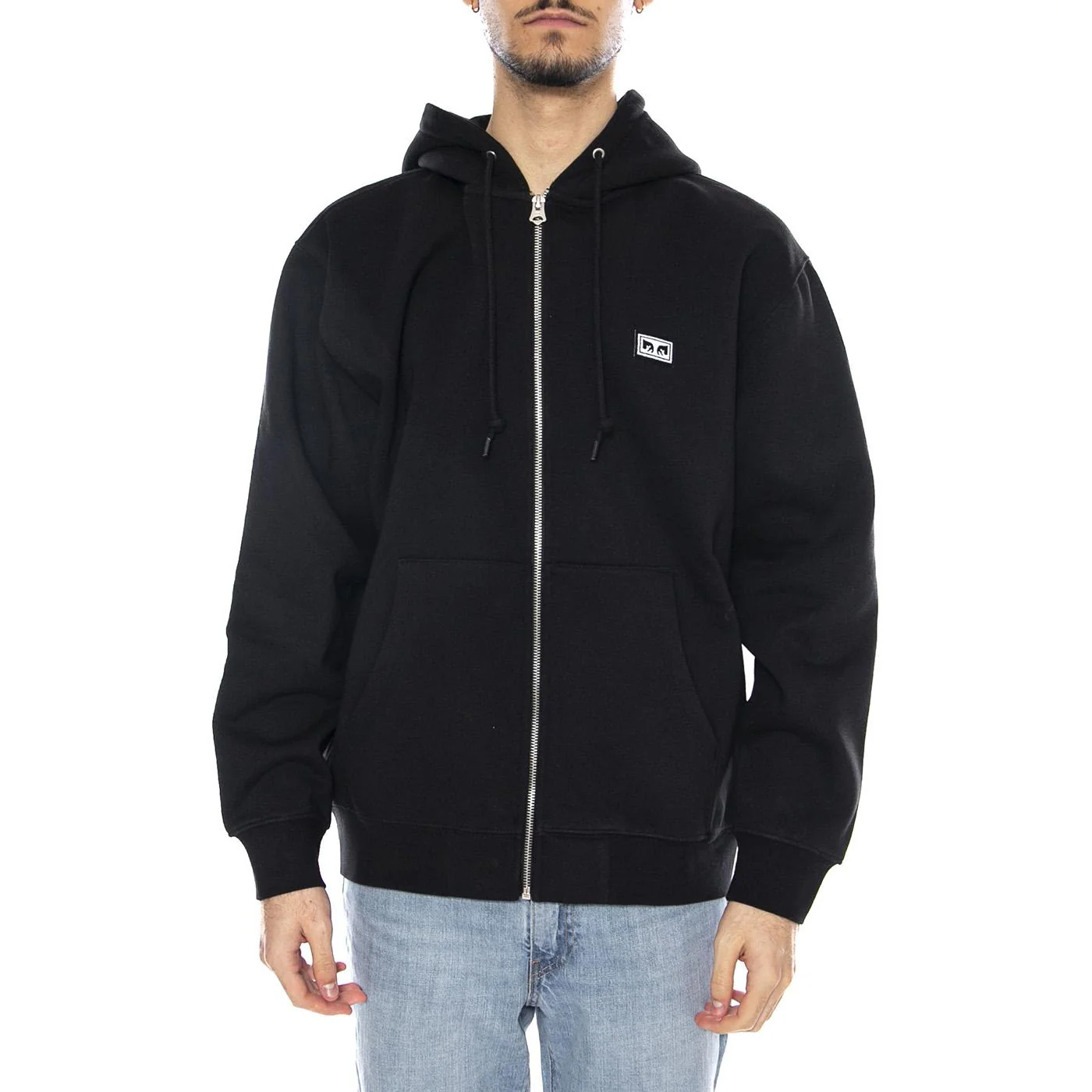 Established Works Eye Zip Hood -- Black Men's Sweatshirt OBEY - Image 2
