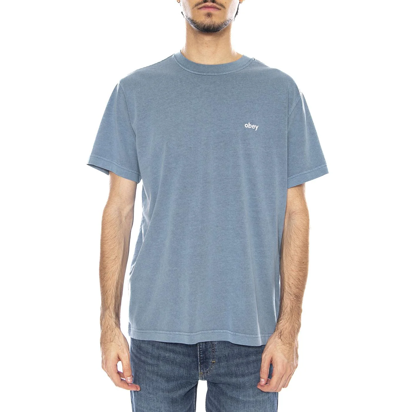 Lowercase Pigment Tee SS Pigment Coronet Blue - Men's Crewneck T-shirt Blue Men OBEY - Image 2