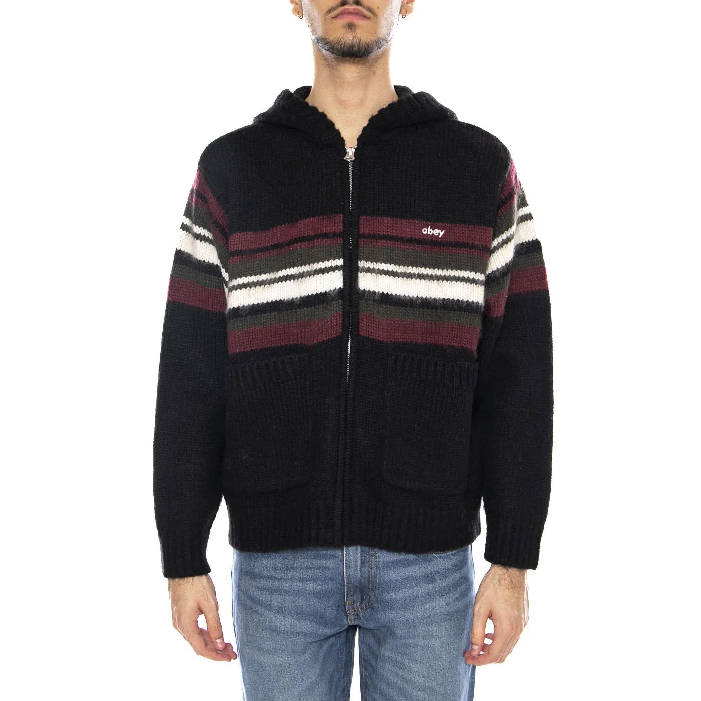Myers Zip Up Hood Sweater Black / Multi -- Black / Multicolor Men's Hoodie OBEY - Image 2