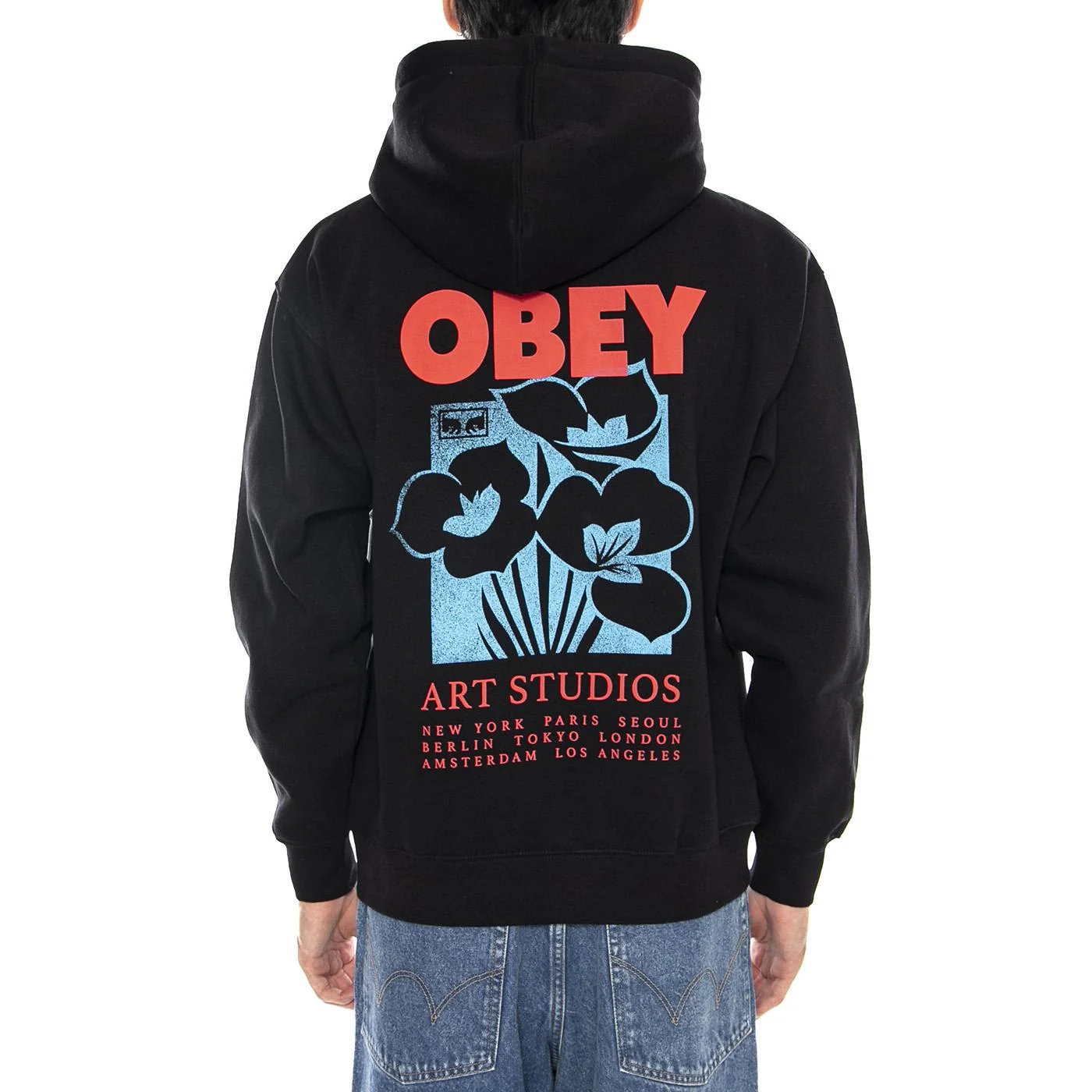OBEY Art Studio Flowers Fleece - Men's Black Hoodie OBEY - Image 3