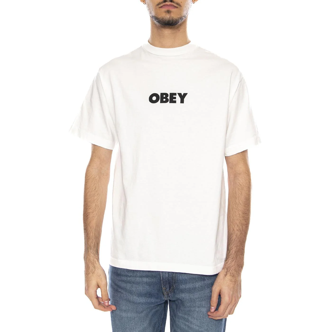 Obey Bold Tee -- Men's Crew Neck T-Shirt White Vintage Men OBEY - Image 2