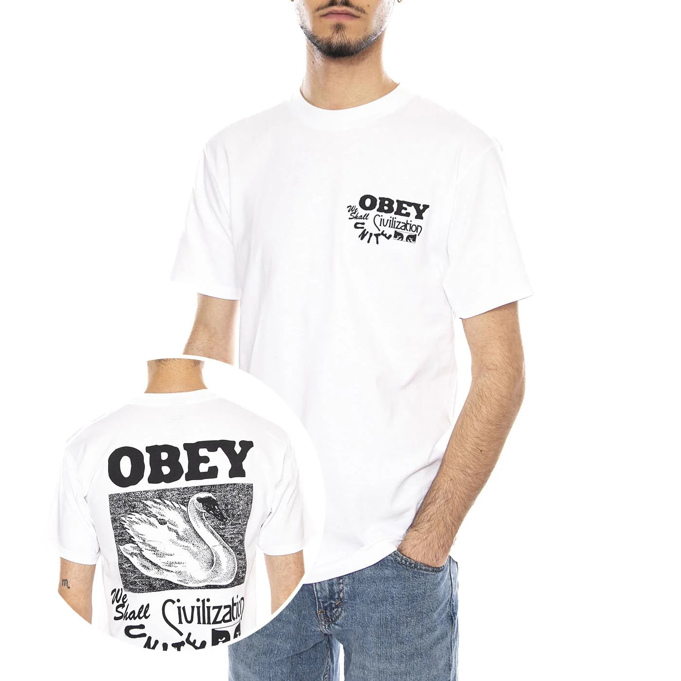 Obey Civilization Tee White -- Men's Crew Neck T-Shirt White Men OBEY