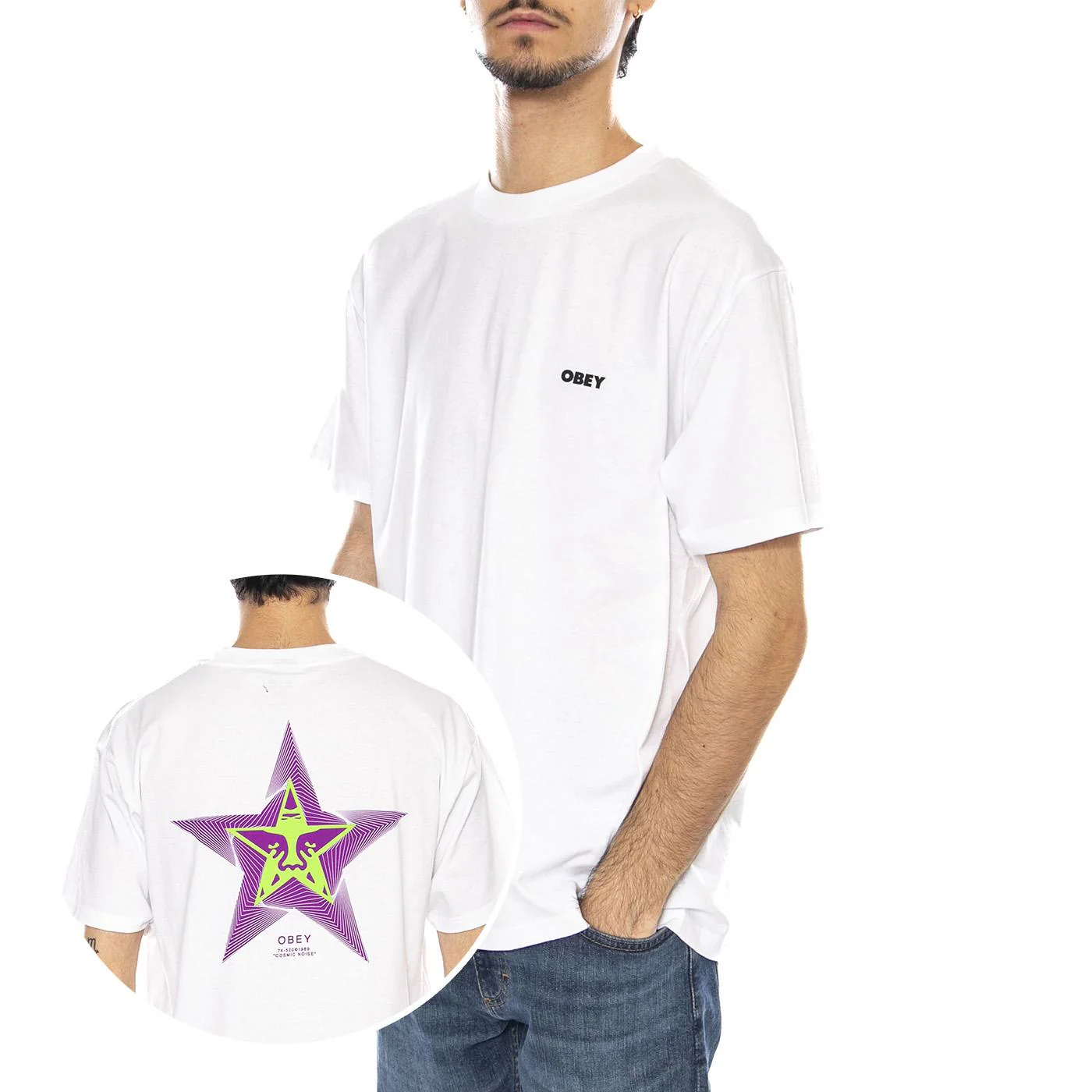 Obey Cosmic Noise Tee White - Men's Crew Neck T-Shirt White Men OBEY