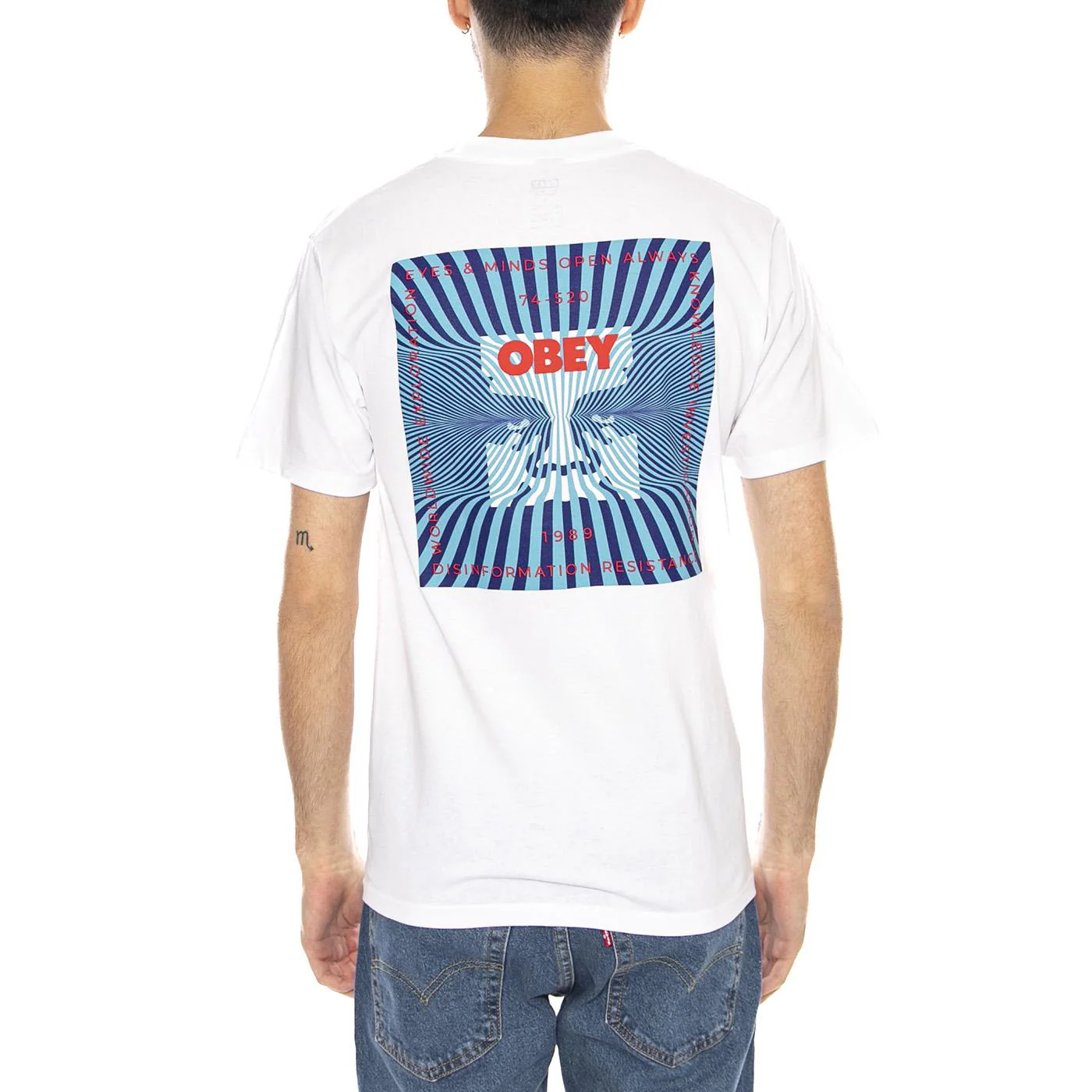 Obey Disinformation Resistance Tee -- White Men's Crew Neck T-Shirt OBEY - Image 3
