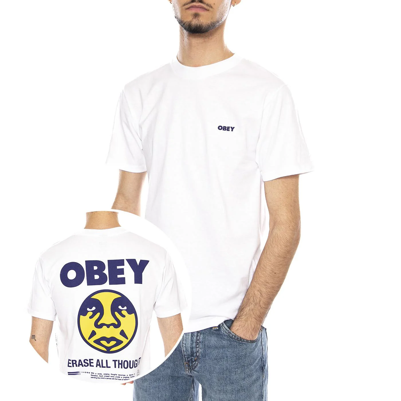 Obey Erase All Thought Tee -- Men's Crew Neck T-Shirt White Men OBEY