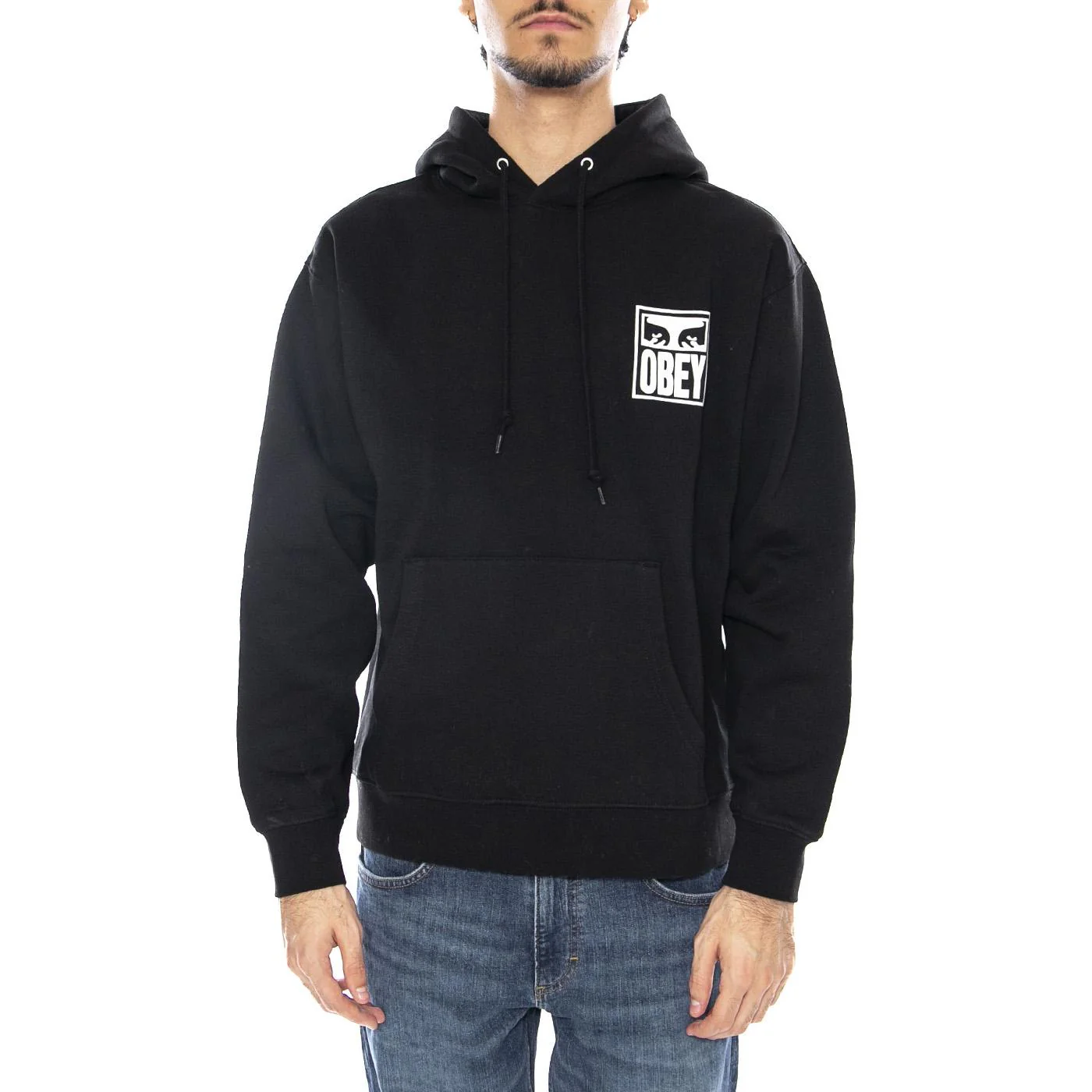 Obey Eyes Icon Hood Fleece Black - Men's Black Hoodie OBEY - Image 2