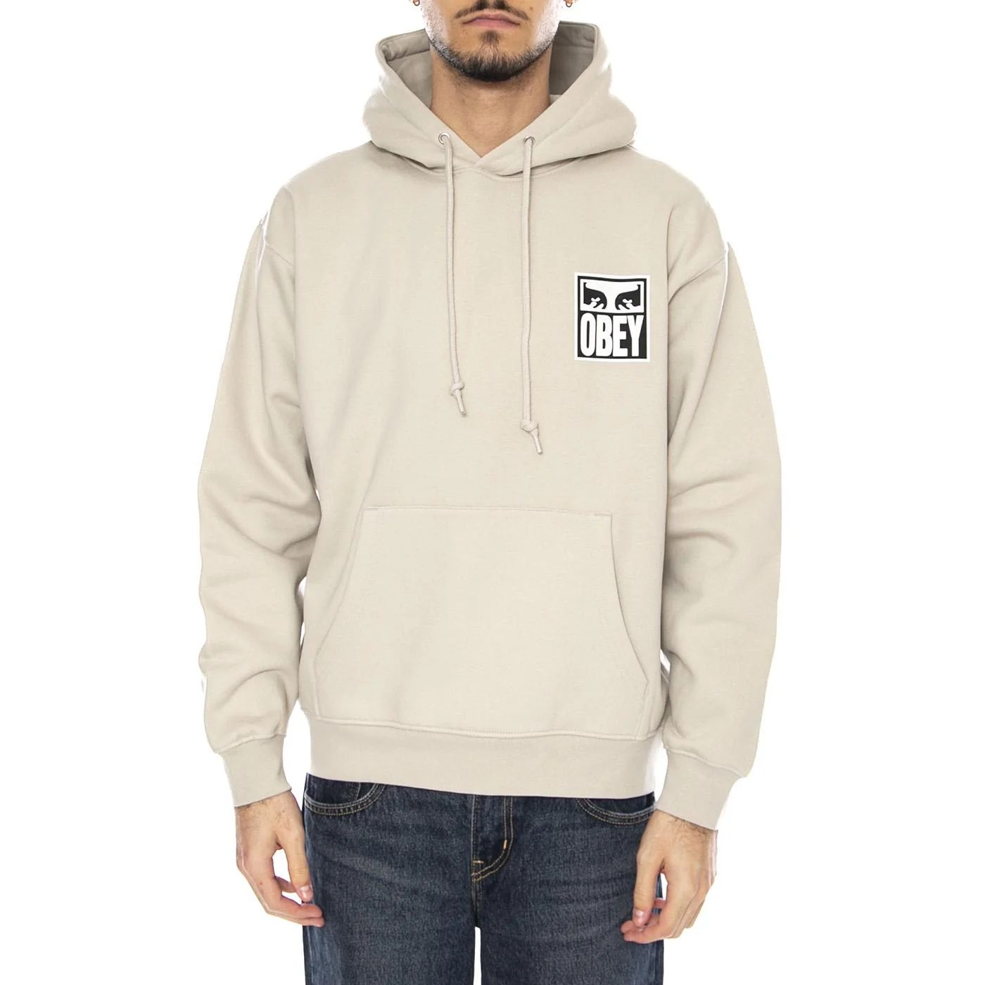 Obey Eyes Icon Hood Fleece -- Moonstruck Beige Men's Sweatshirt OBEY - Image 2