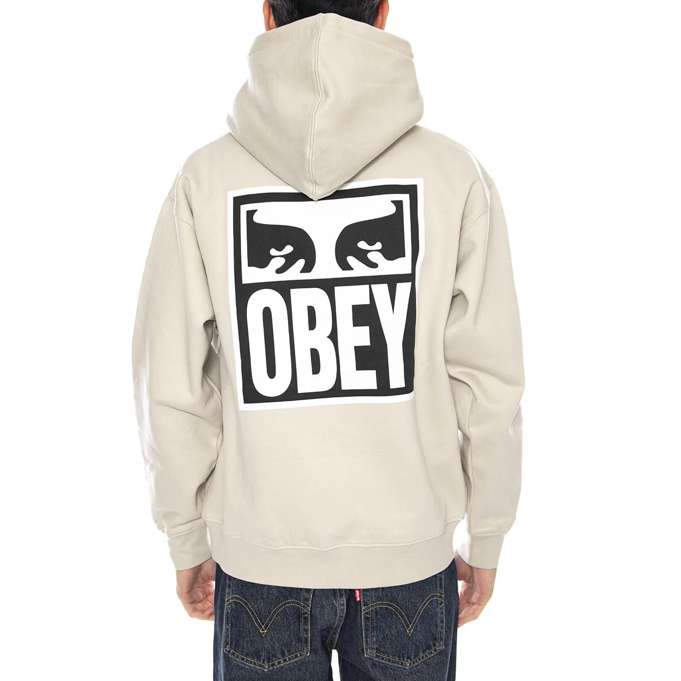 Obey Eyes Icon Hood Fleece -- Moonstruck Beige Men's Sweatshirt OBEY - Image 3